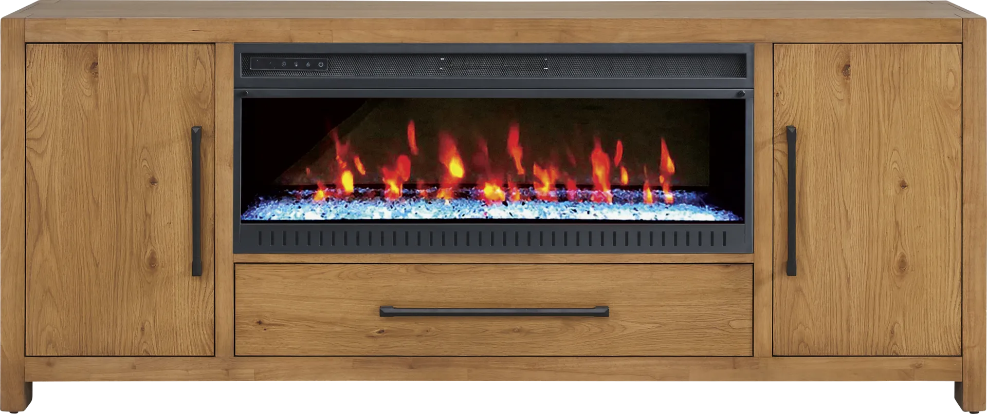 Ithaca Natural 80 in. Console with Electric Fireplace - Image 1