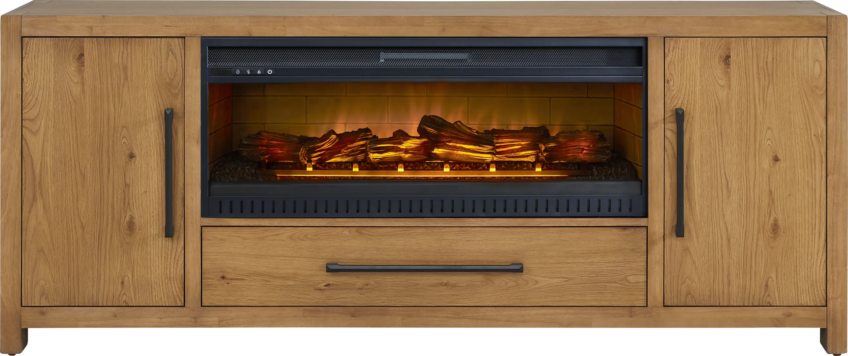 Ithaca Natural 80 in. Console with Electric Log Fireplace - Thumbnail - Image 1