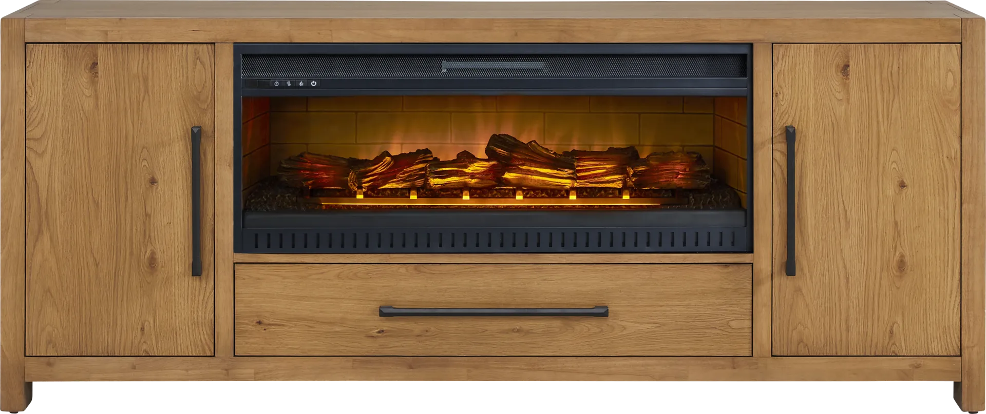 Ithaca Natural 80 in. Console with Electric Log Fireplace - Image 1