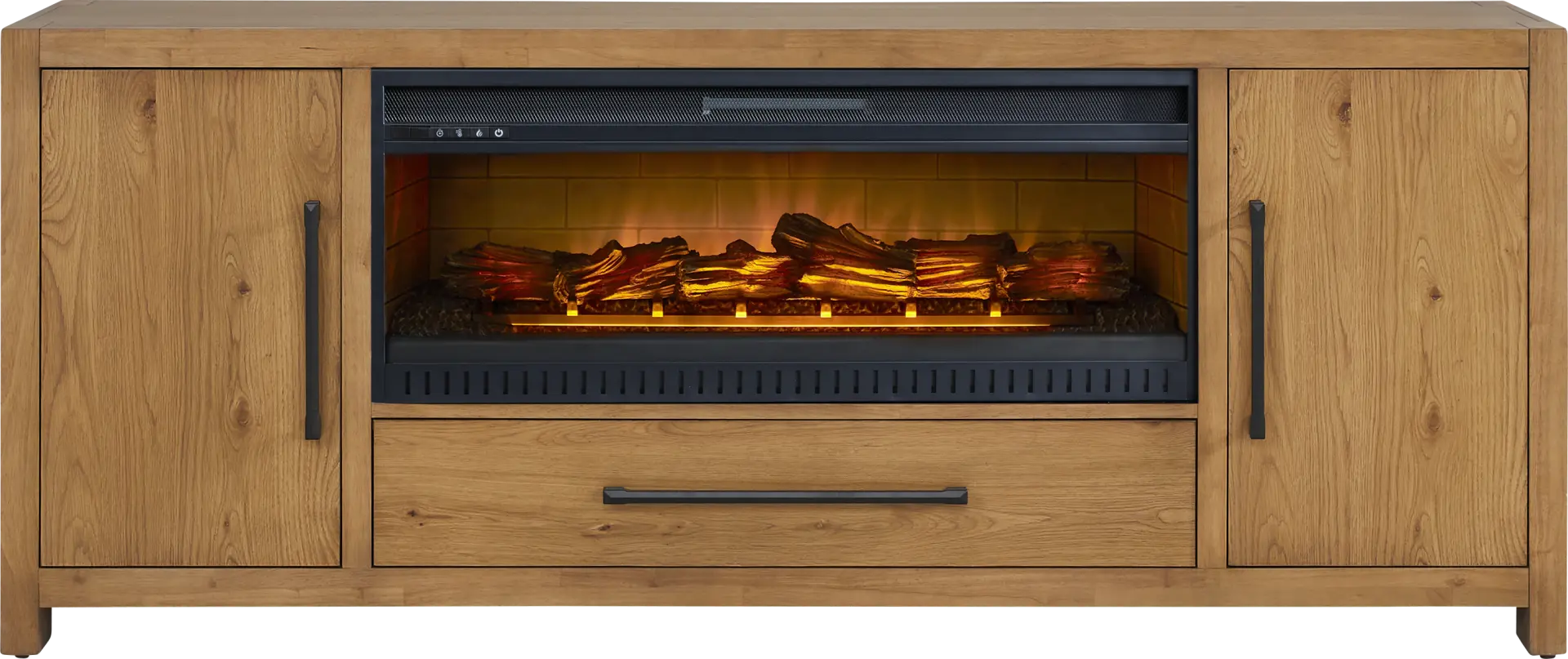 Ithaca Natural 80 in. Console with Electric Log Fireplace