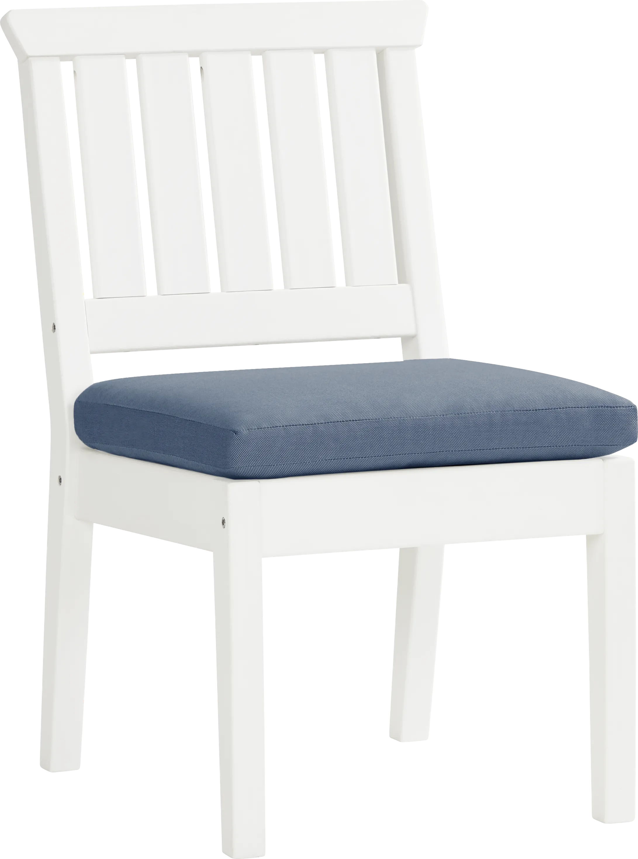 Eastlake White 7 Pc 71 in. Rectangle Outdoor Dining Set with Blueberry Cushions - Thumbnail - Image 4