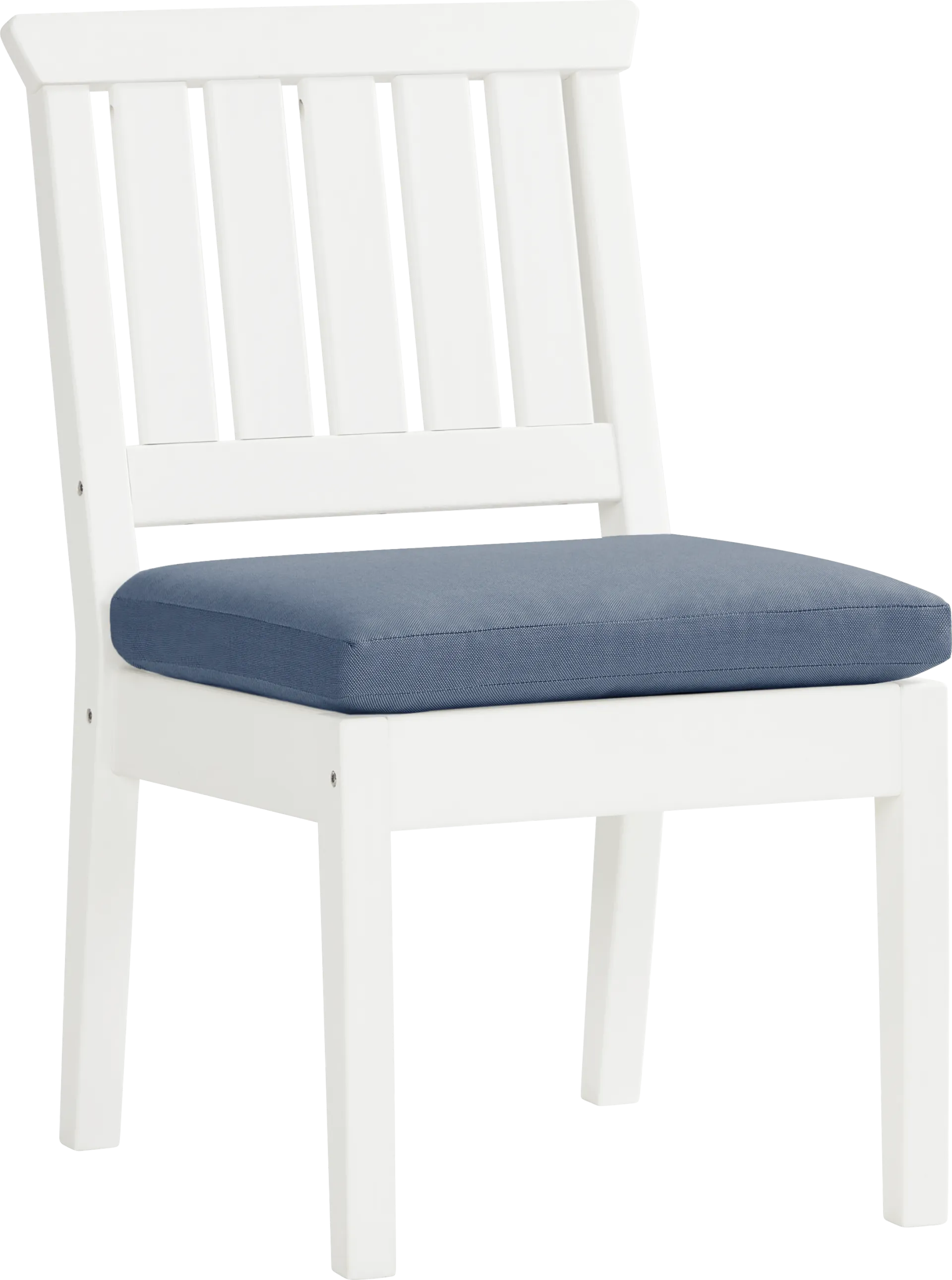 Eastlake White 7 Pc 71 in. Rectangle Outdoor Dining Set with Blueberry Cushions - Image 4