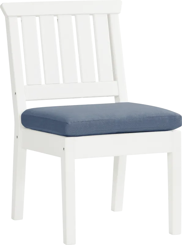 Eastlake White Outdoor Side Chair with Blueberry Cushion