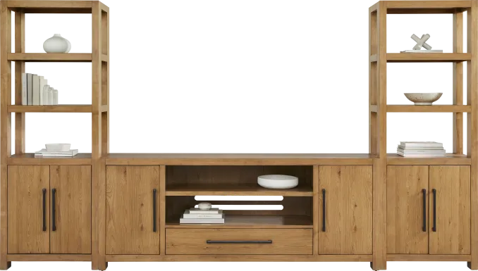Ithaca Natural 3 Pc Wall Unit with 80 in. Console