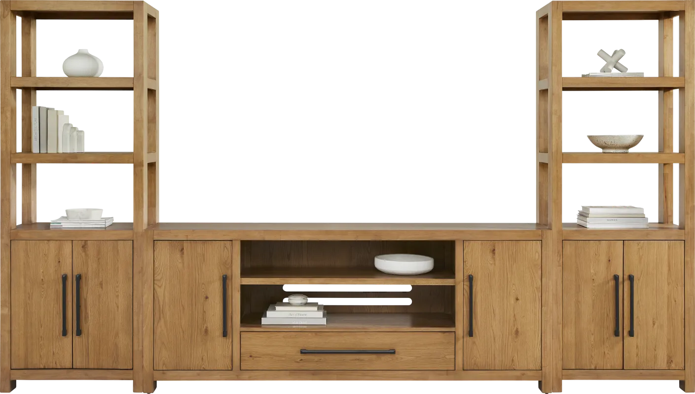 Ithaca Natural 3 Pc Wall Unit with 80 in. Console