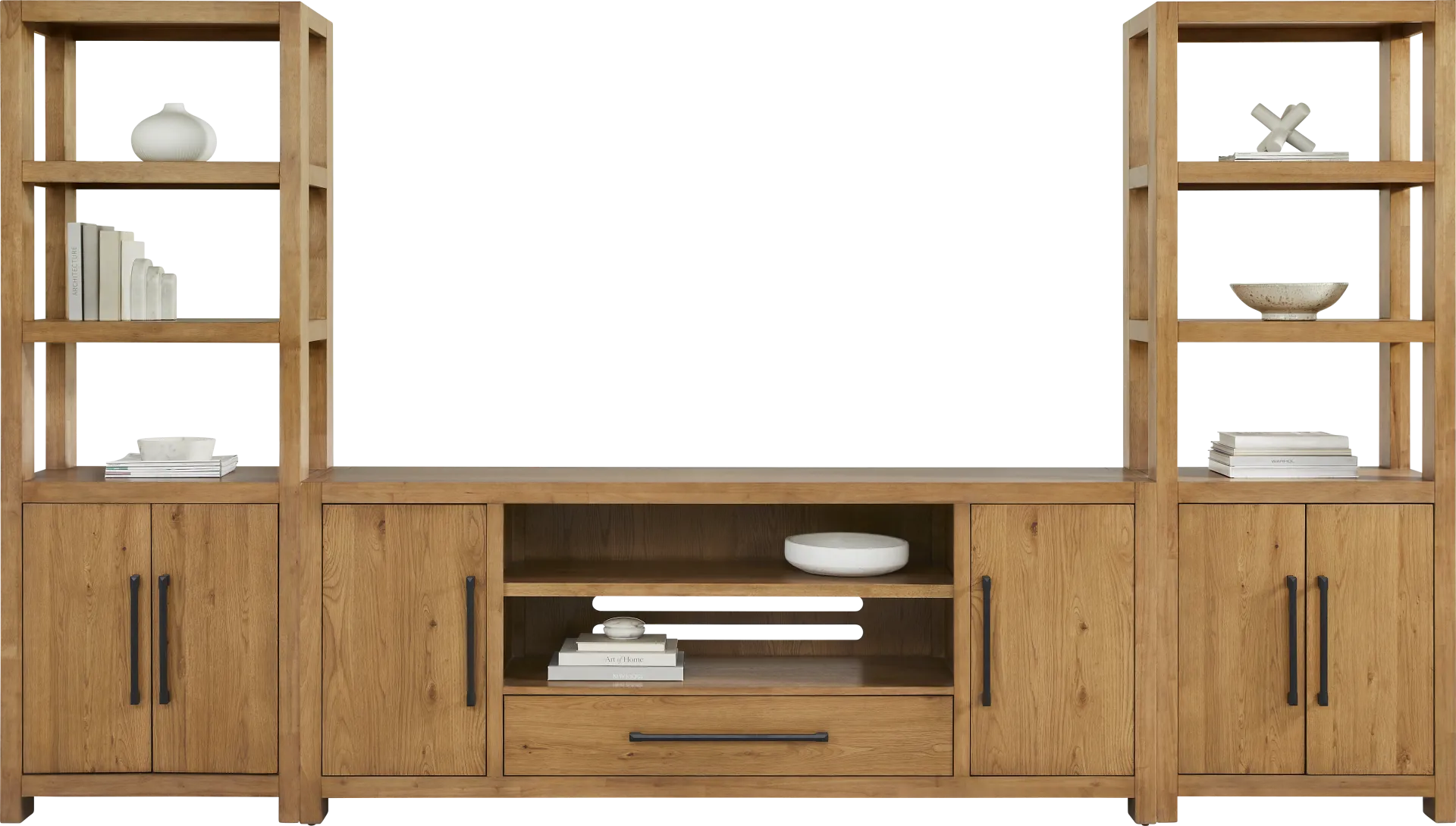 Ithaca Natural 3 Pc Wall Unit with 80 in. Console - Image 1