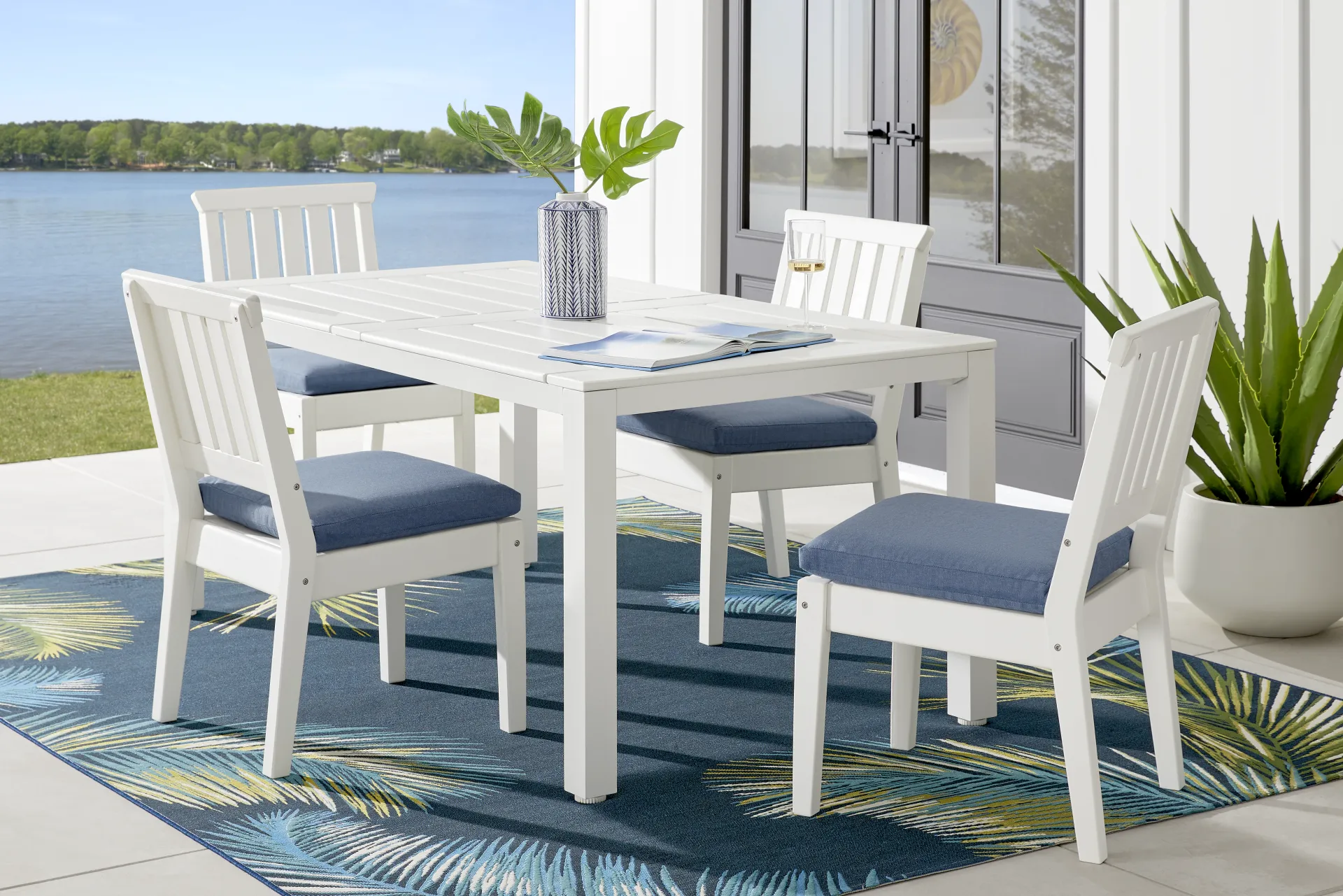 Eastlake White 71 in. Outdoor Dining Table - Image 1