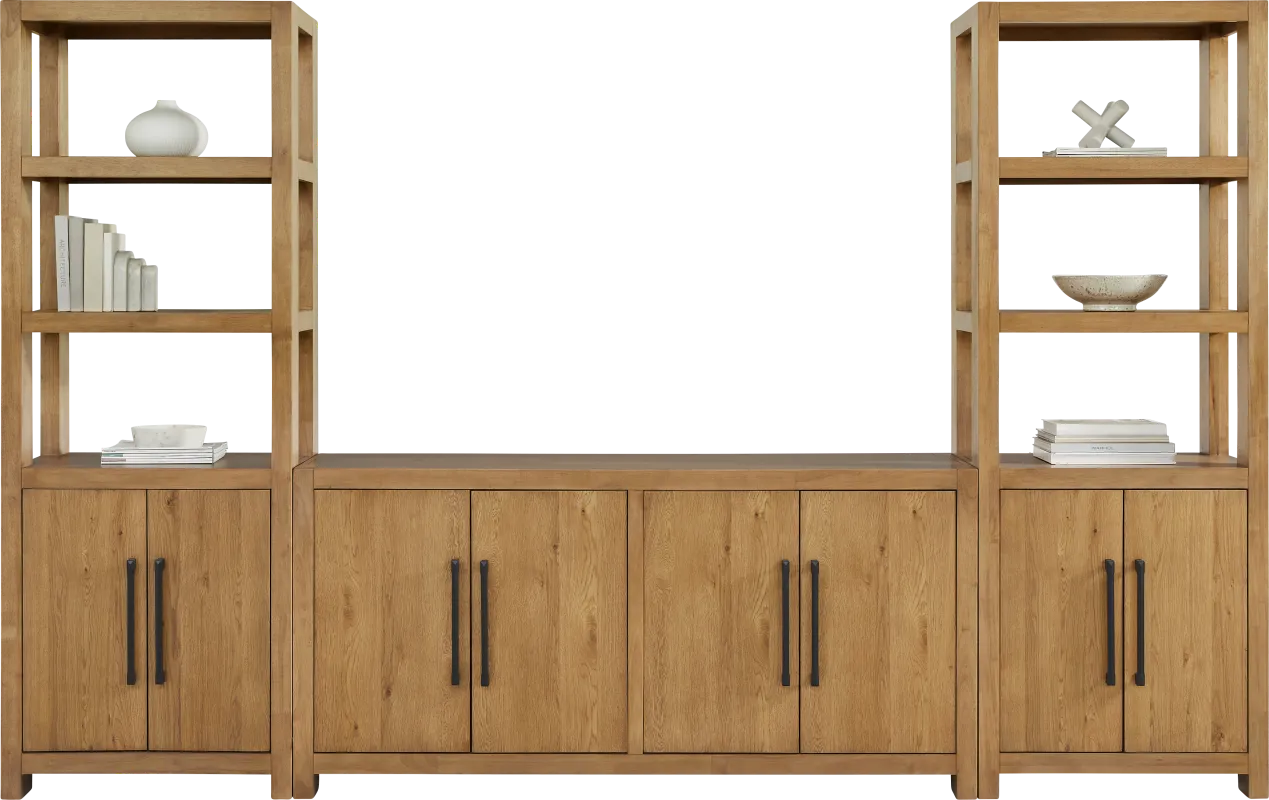 Ithaca Natural 3 Pc Wall Unit with 66 in. Console