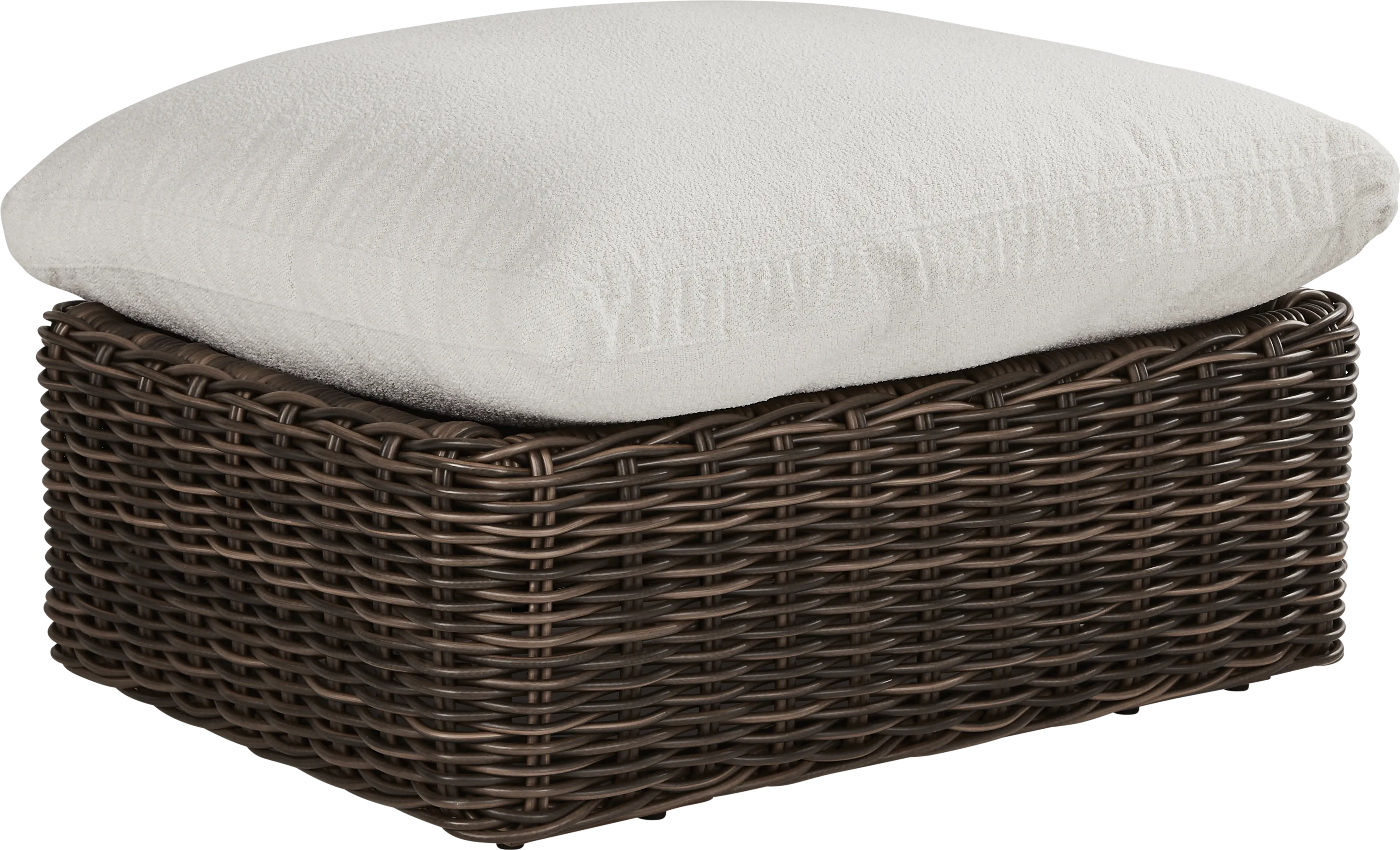 Plume Brown Outdoor Ottoman with Ivory Cushion - Thumbnail - Image 1