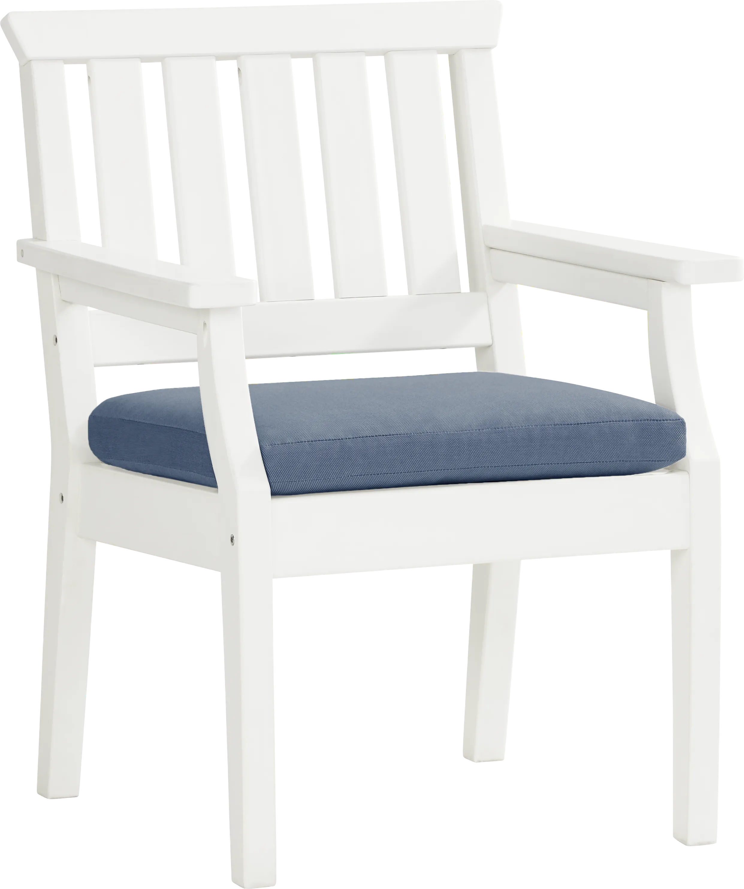 Eastlake White 7 Pc 71 in. Rectangle Outdoor Dining Set with Blueberry Cushions - Thumbnail - Image 4