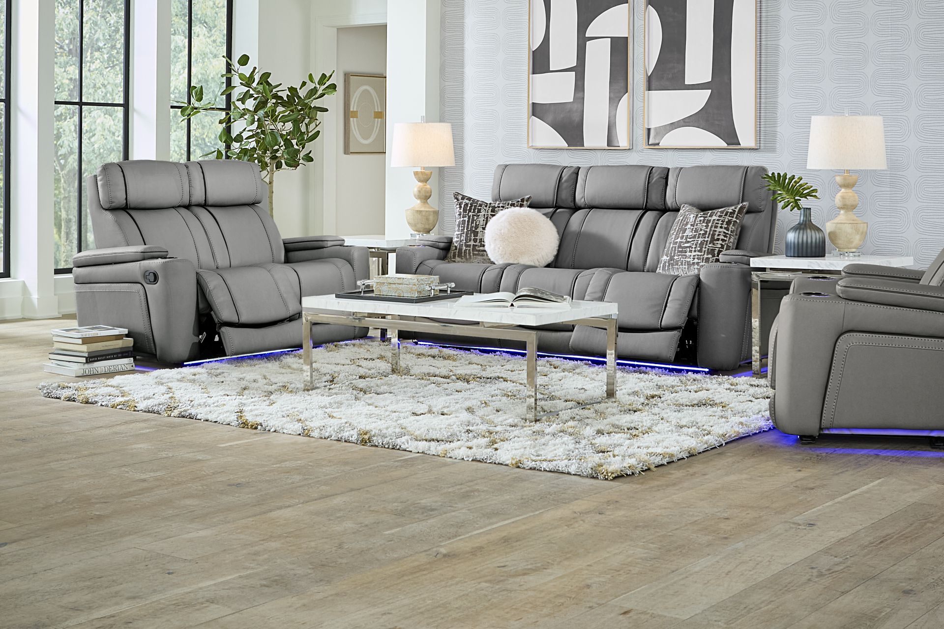 Haven Point Charcoal Dual Power Reclining Sofa - Image 2