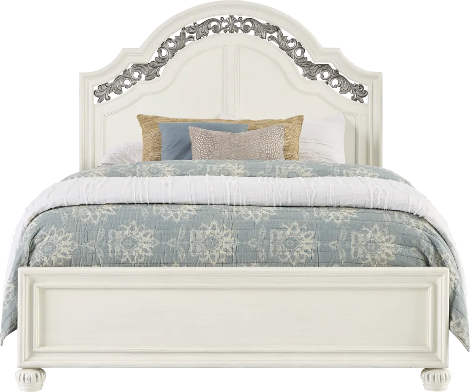 Augustine White 3 Pc King Arched Panel Bed