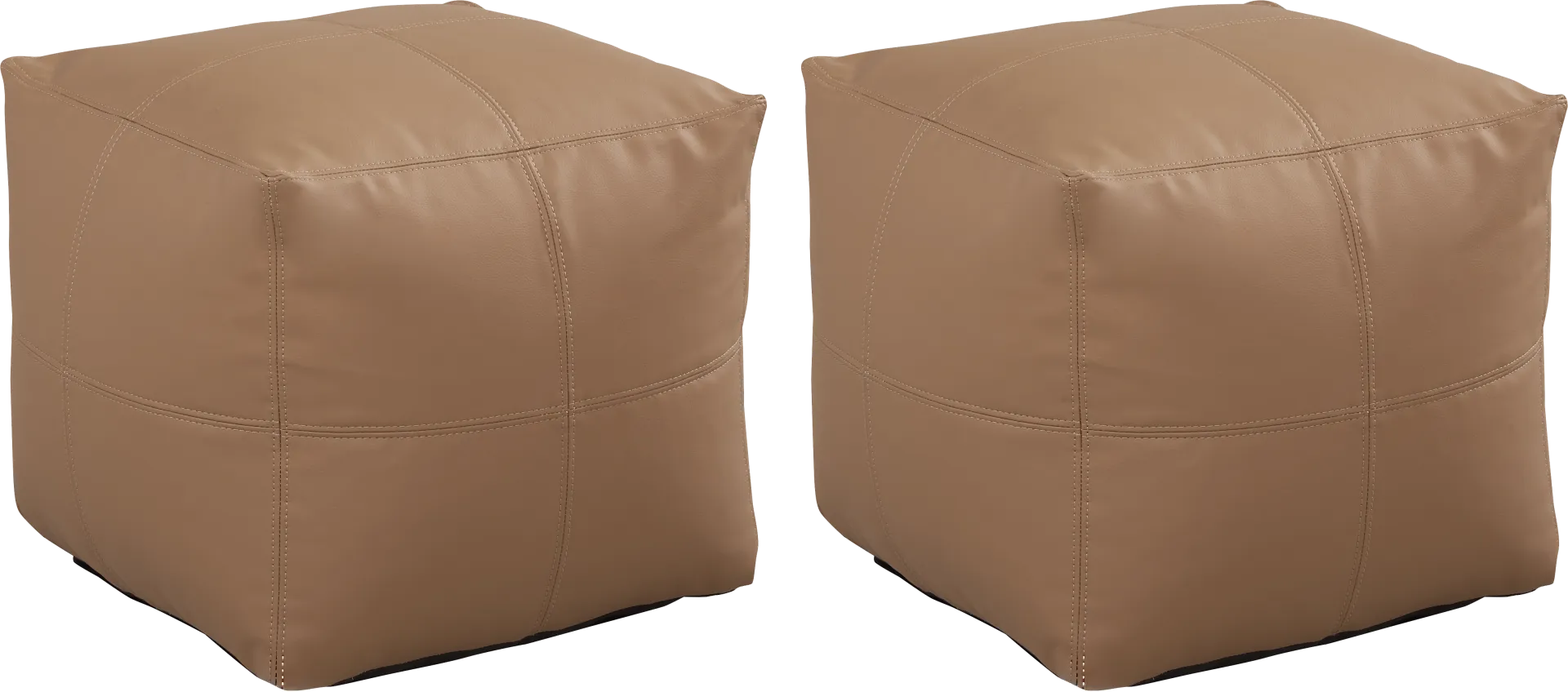 Pall Caramel Outdoor Poufs, Set of Two - Image 1