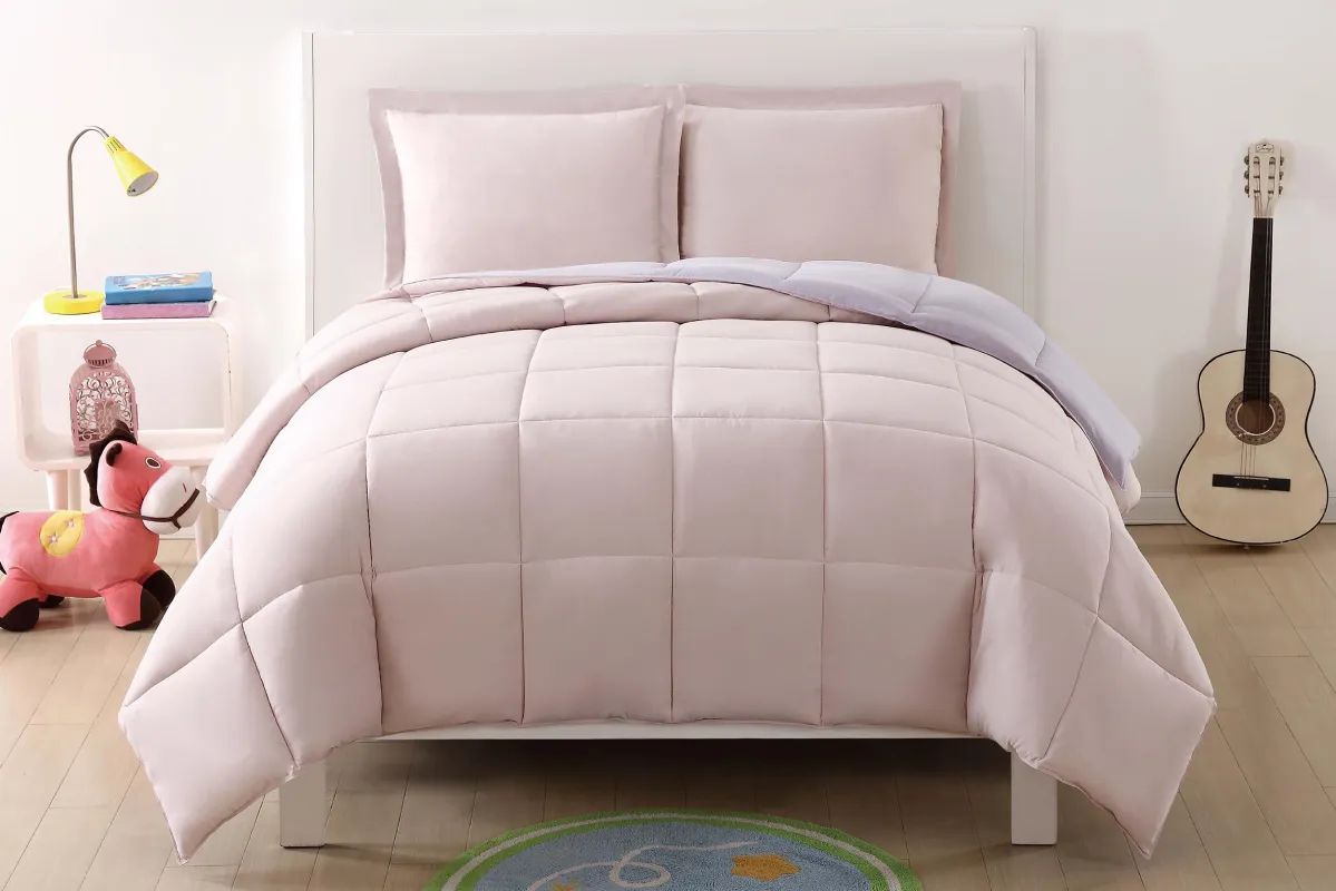Kids Boyette Blush/Lavender Twin Comforter Set
