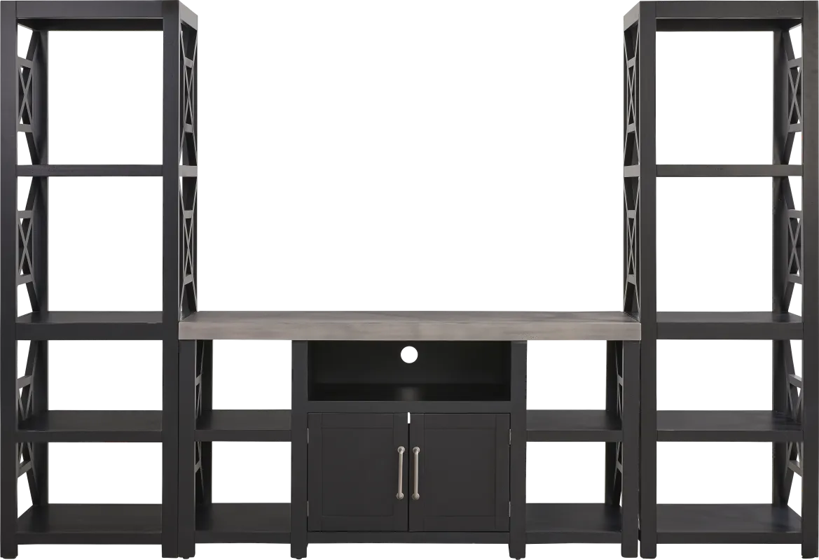 Danusa II Black 3 Pc Wall Unit with 62 in. Console