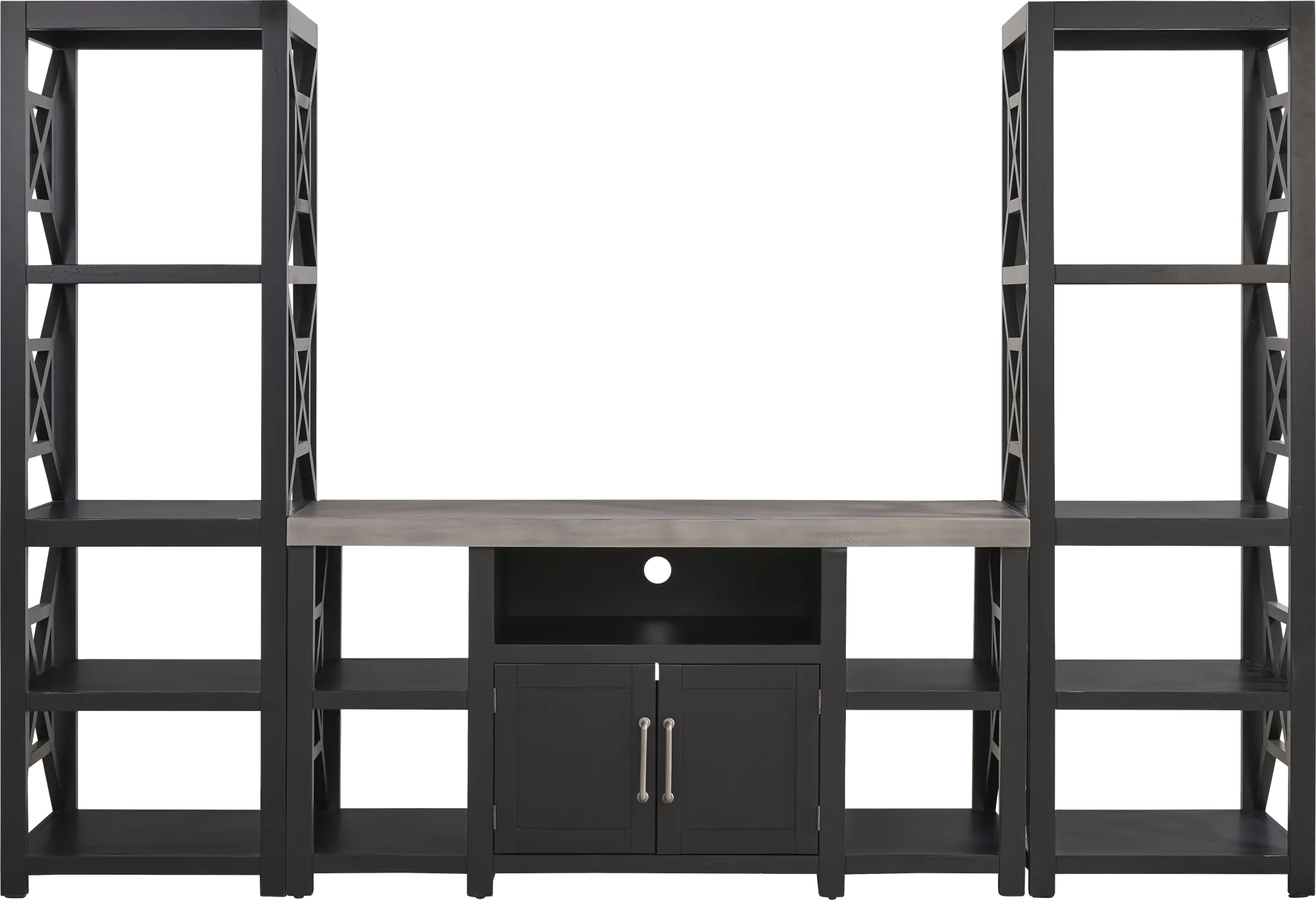 Danusa II Black 3 Pc Wall Unit with 62 in. Console - Image 1