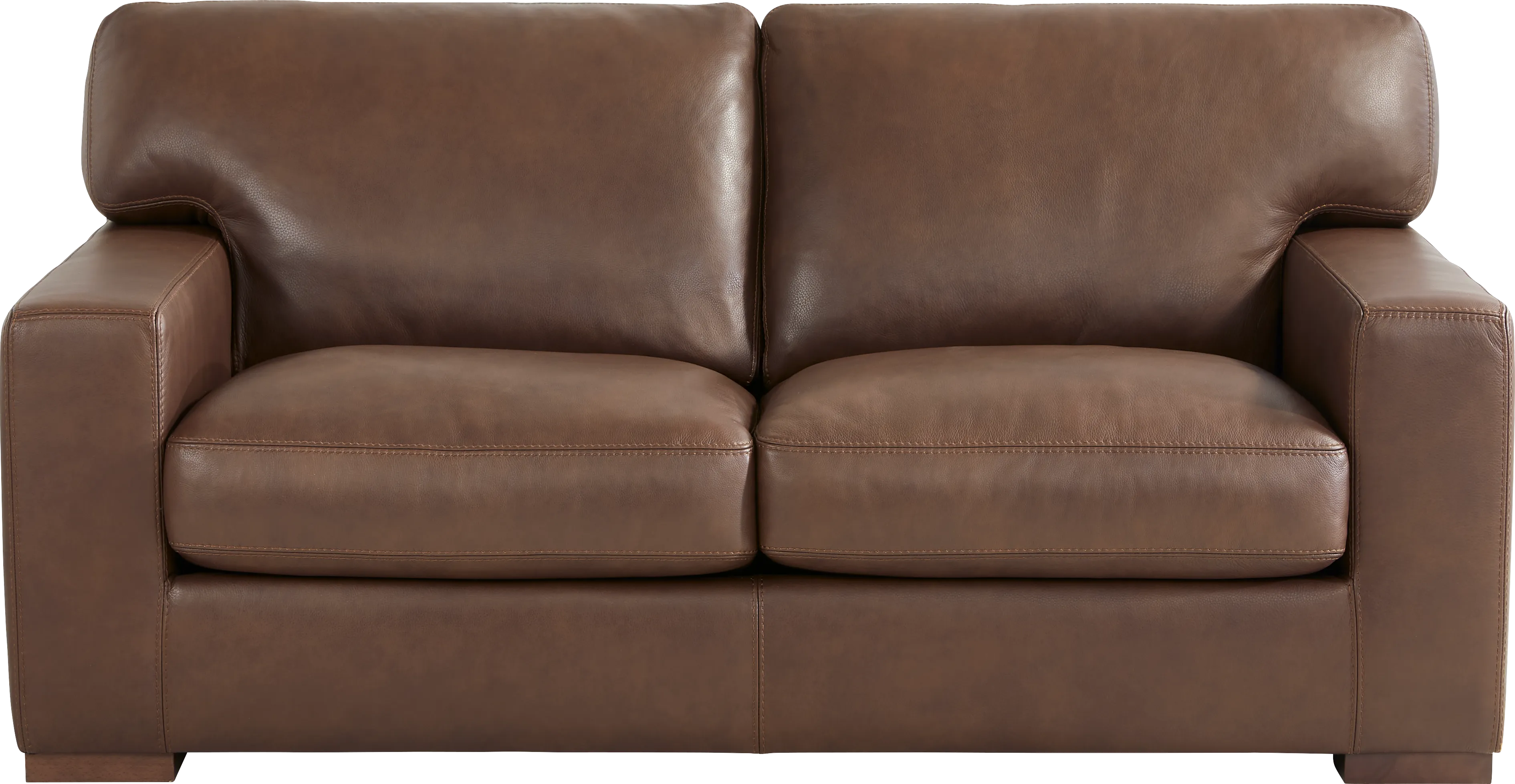 Kensington Coffee Leather Loveseat - Thumbnail - Image 1