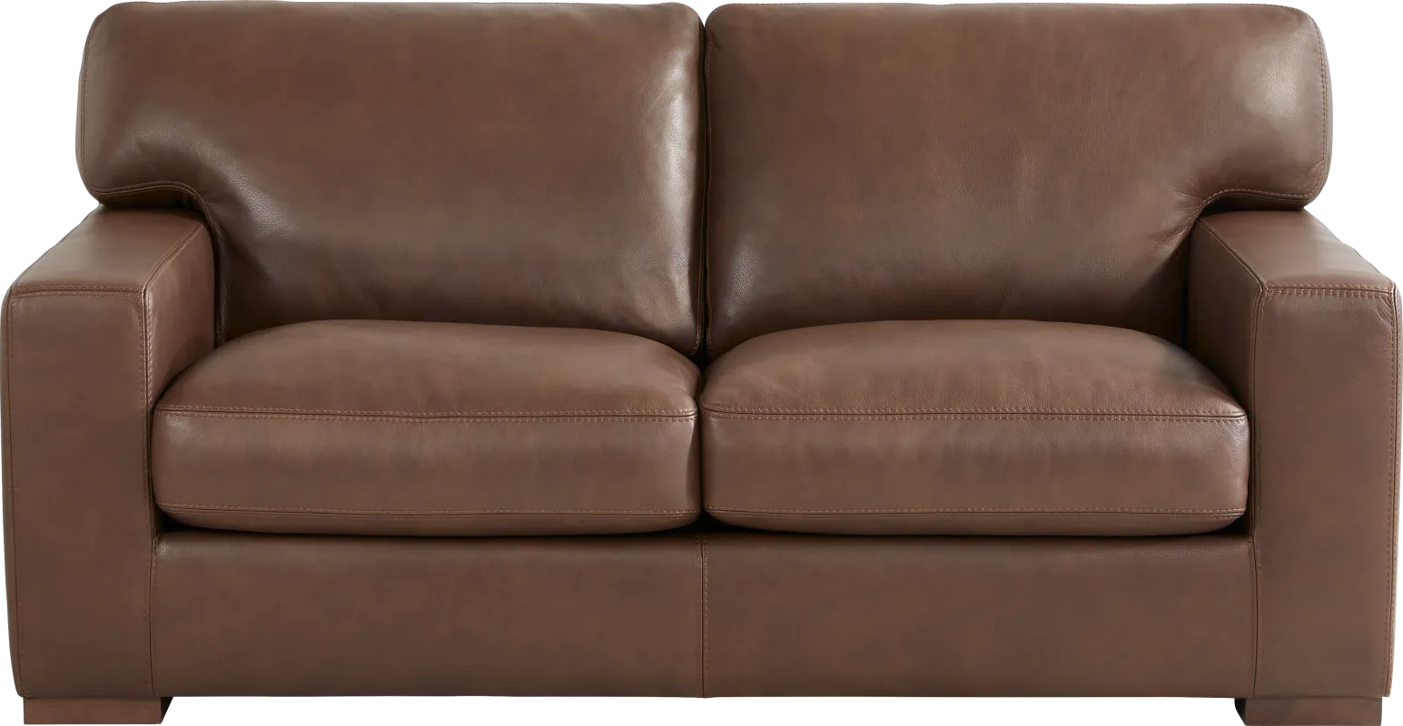 Kensington Coffee Leather Loveseat