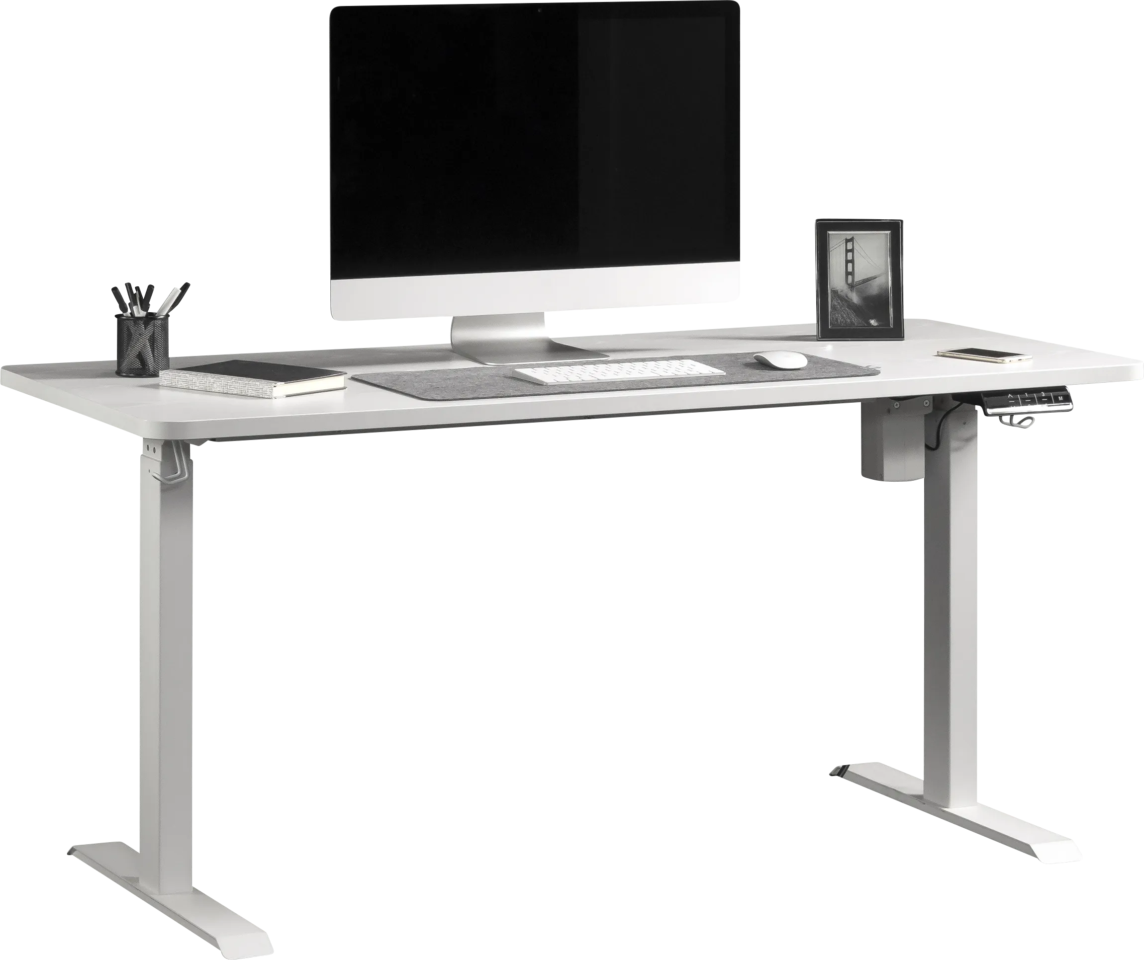 Bodeny White Adjustable Height Desk - Thumbnail - Image 1