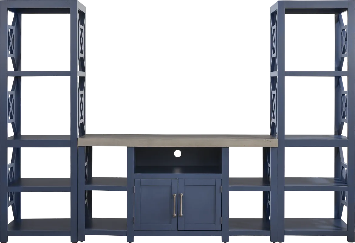 Danusa II Blue 3 Pc Wall Unit with 62 in. Console