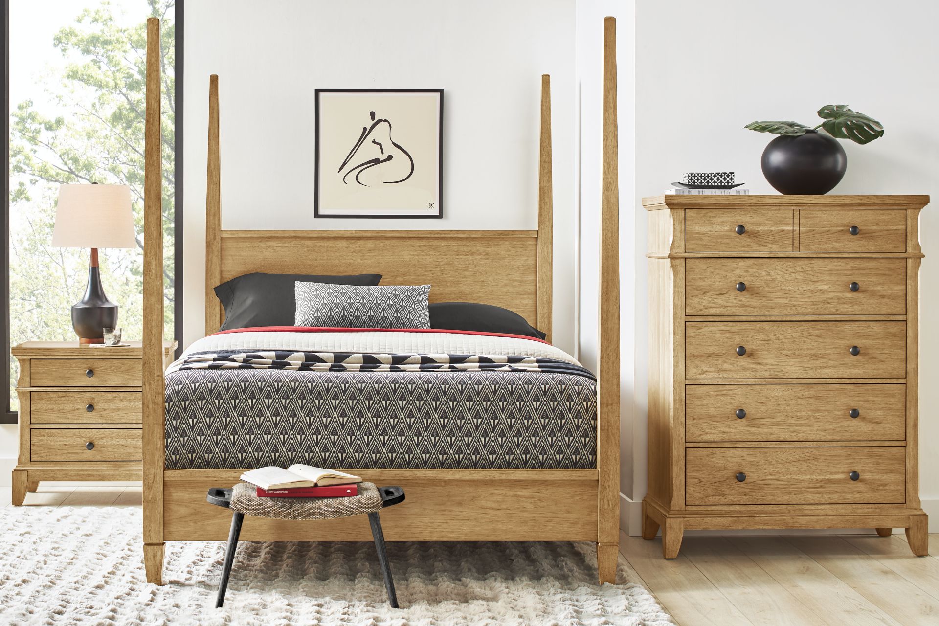 Springville Natural 5 Pc Queen Poster Bedroom - Image 1