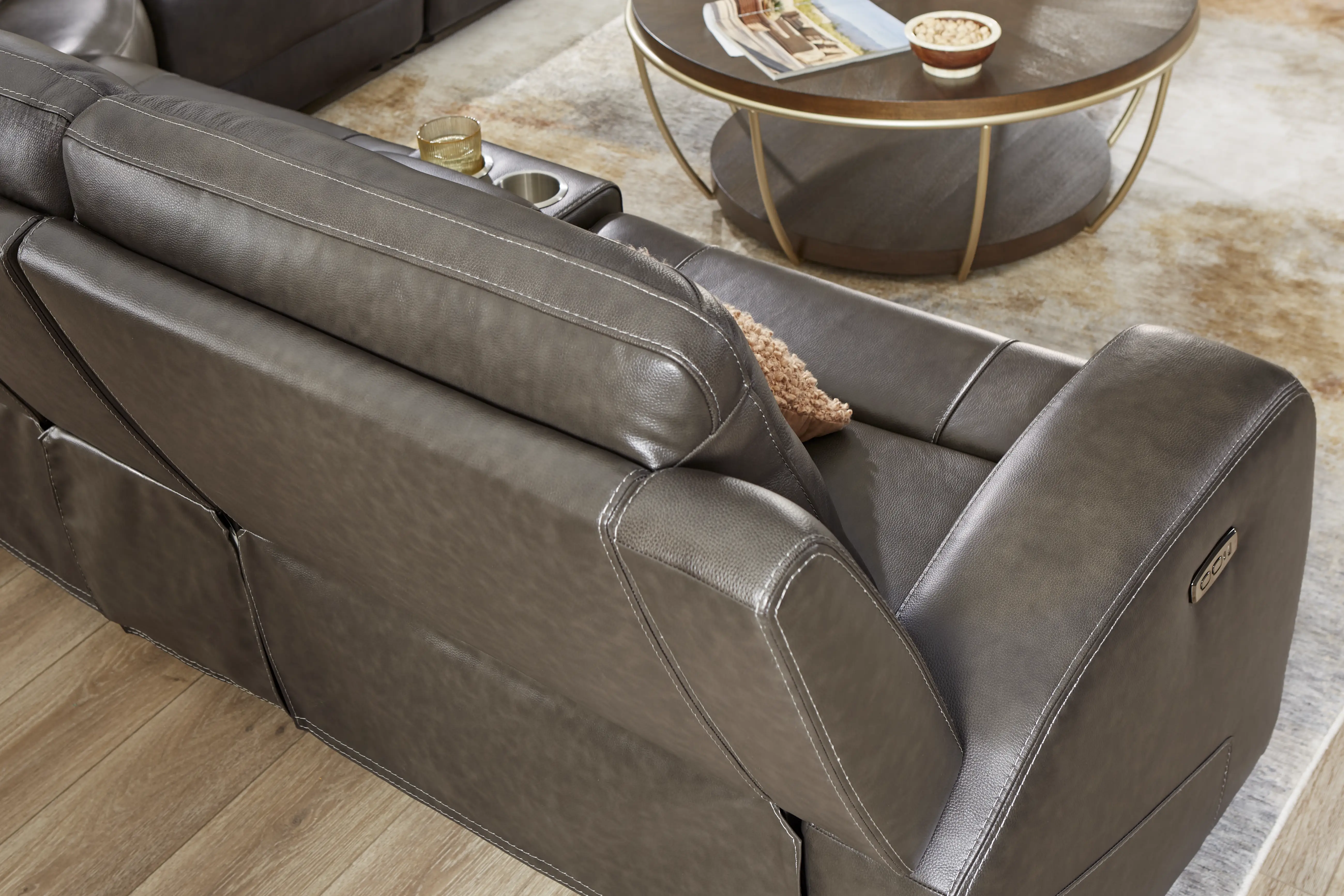 Montero Charcoal Leather 7 Pc Dual Power Reclining Sectional - Image 17