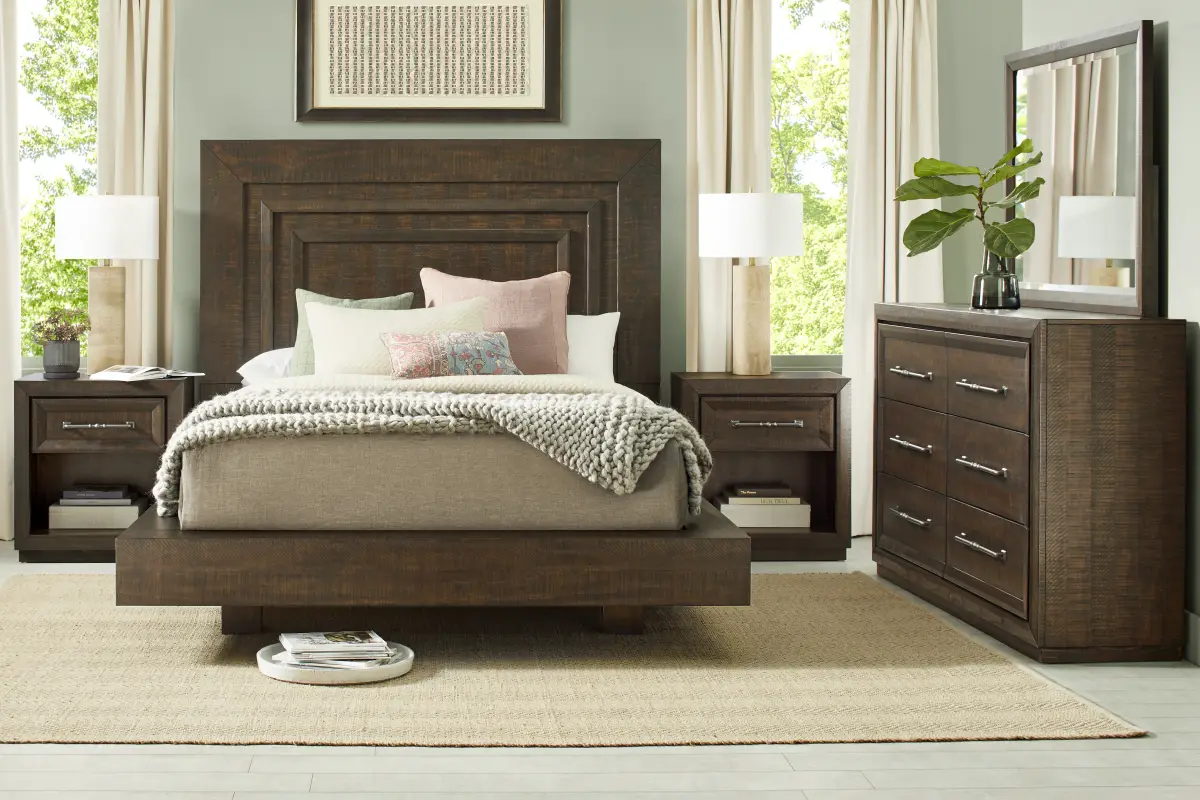 Mckinnon Dark Brown 5 Pc Queen Platform Bedroom