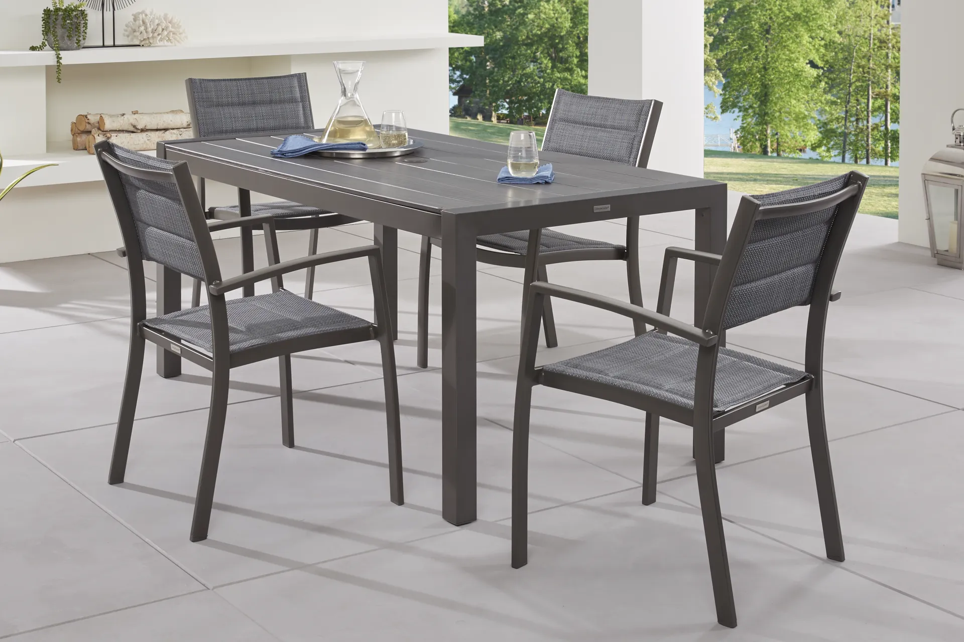 Ocean Tide Gray Outdoor Arm Chair - Image 2