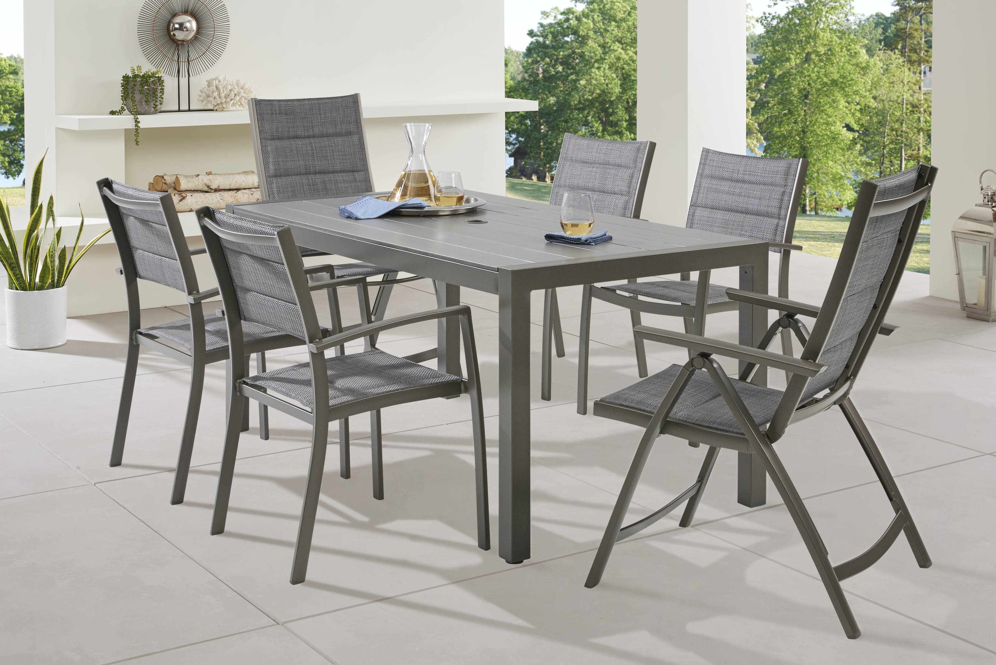 Ocean Tide Gray 7 Pc Outdoor Dining Set - Thumbnail - Image 1