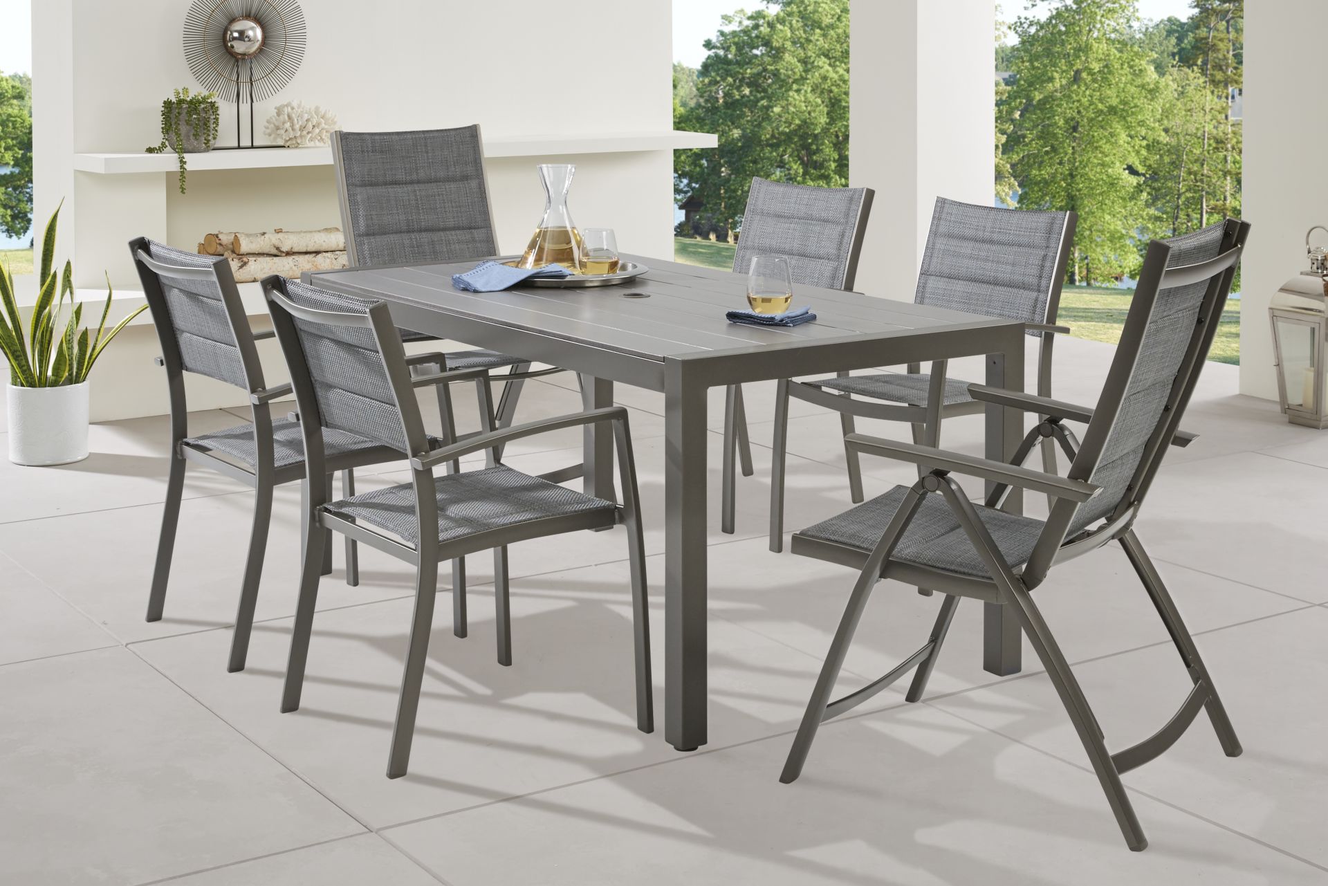 Ocean Tide Gray 7 Pc Outdoor Dining Set - Image 1