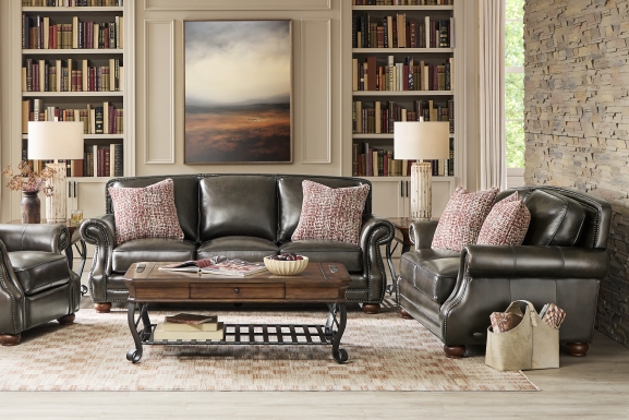 Calvano Lane Gray Leather Sofa