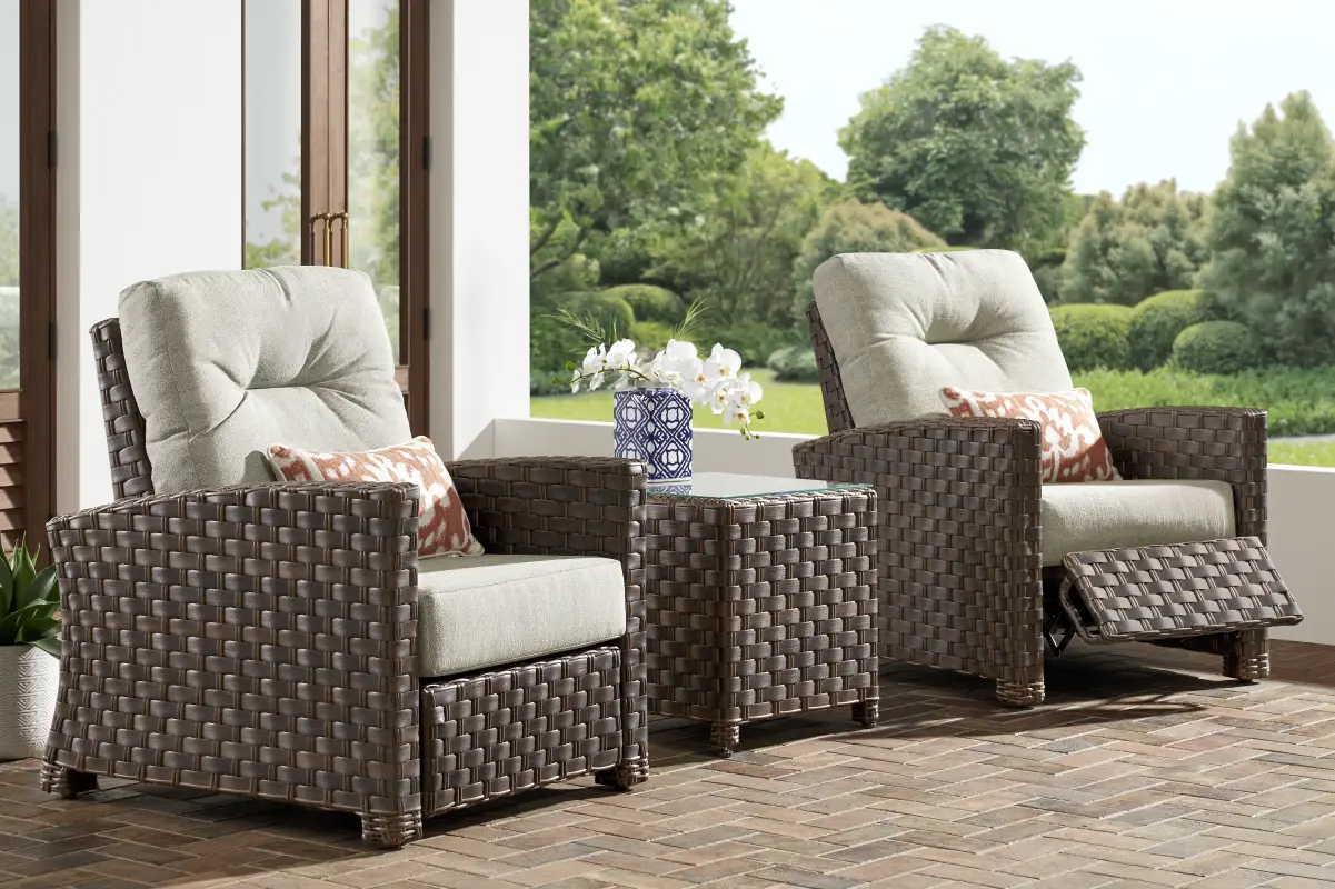 Mantra Brown Outdoor Recliner with Ash Cushions, Set of 2