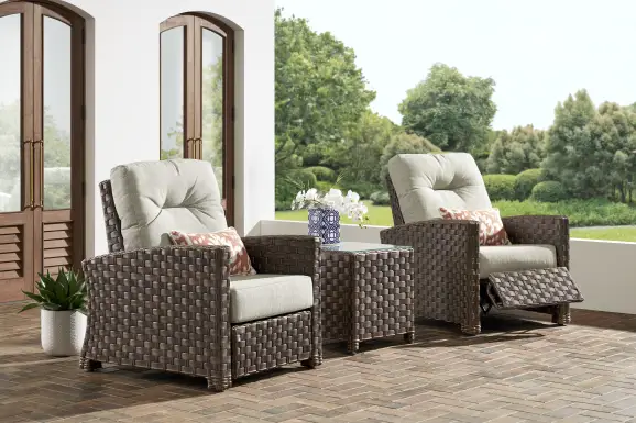 Mantra Brown Outdoor Recliner with Ash Cushions, Set of 2