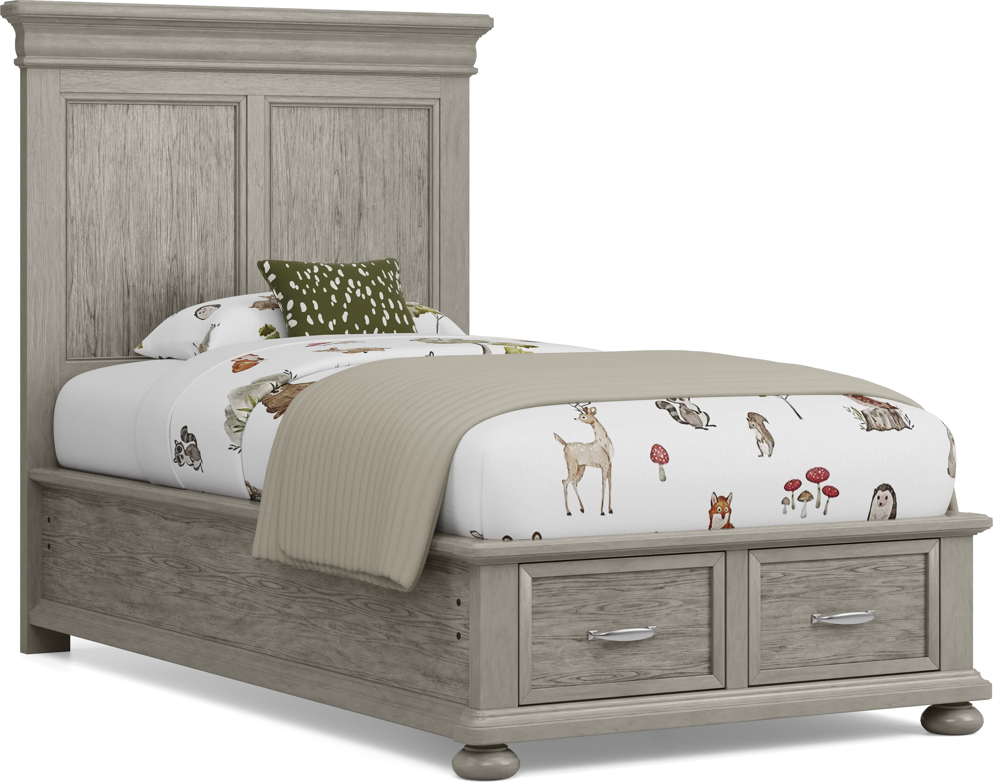 Kids Woodland Adventures Classic Gray Twin Storage Bed - Thumbnail - Image 1