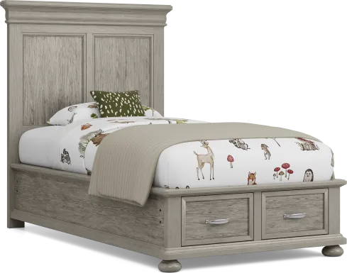 Kids Woodland Adventures Classic Gray Twin Storage Bed