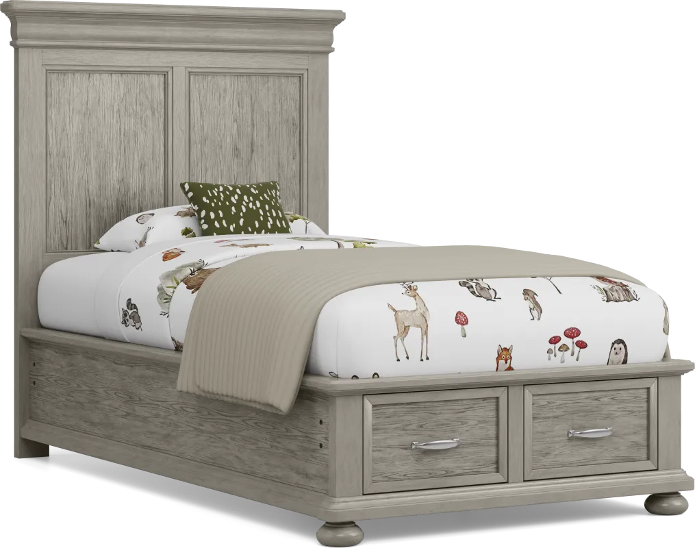 Kids Woodland Adventures Classic Gray Twin Storage Bed