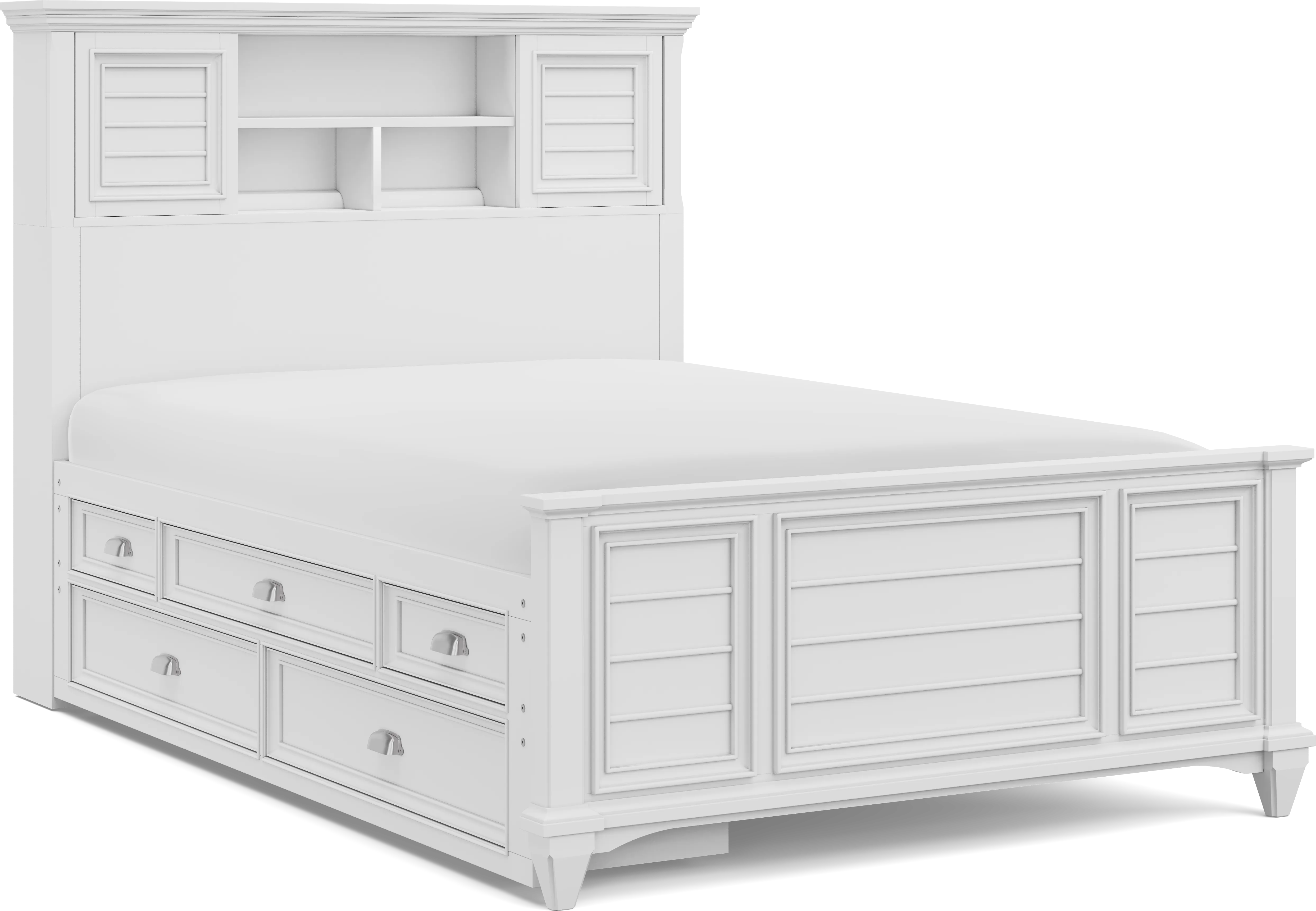 Kids Hilton Head White Full Bookcase Bed with Storage Side Rail - Thumbnail - Image 1
