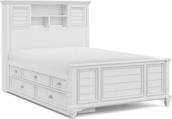 Kids Hilton Head White Full Bookcase Bed with Storage Side Rail