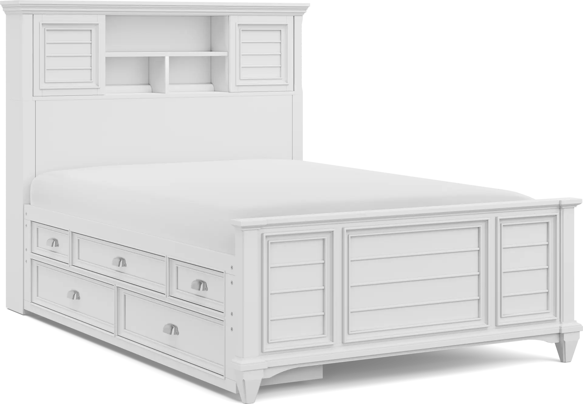 Hilton Head Kids White Full Bookcase Bed with Storage Side Rail