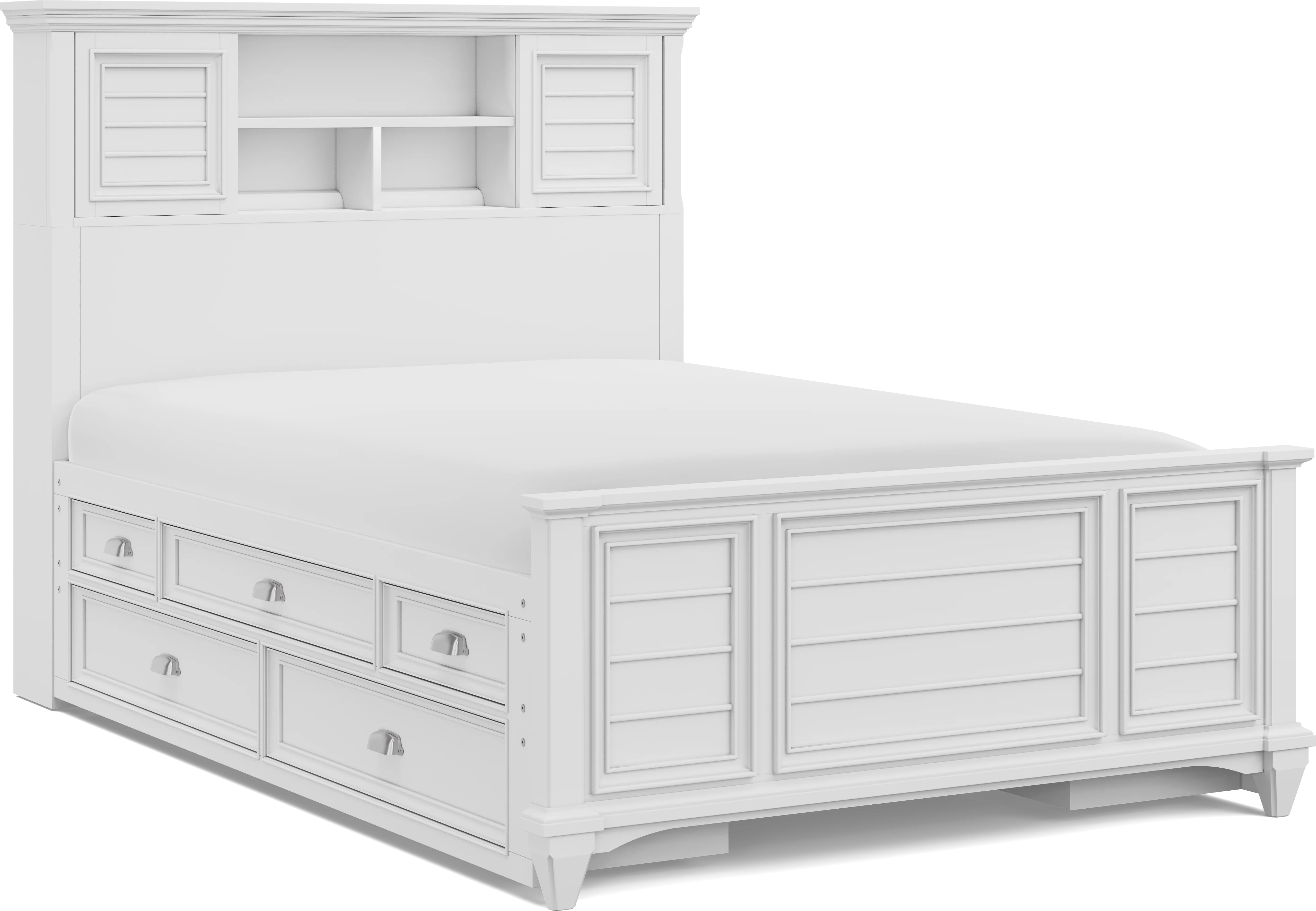Kids Hilton Head White Full Bookcase Bed with Storage Side Rails - Thumbnail - Image 1