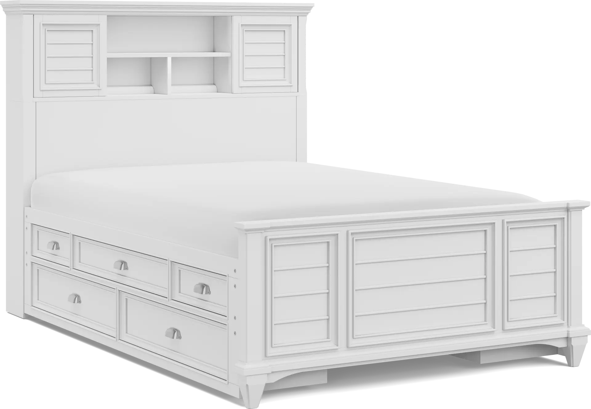 Hilton Head Kids White Full Bookcase Bed with Storage Side Rails