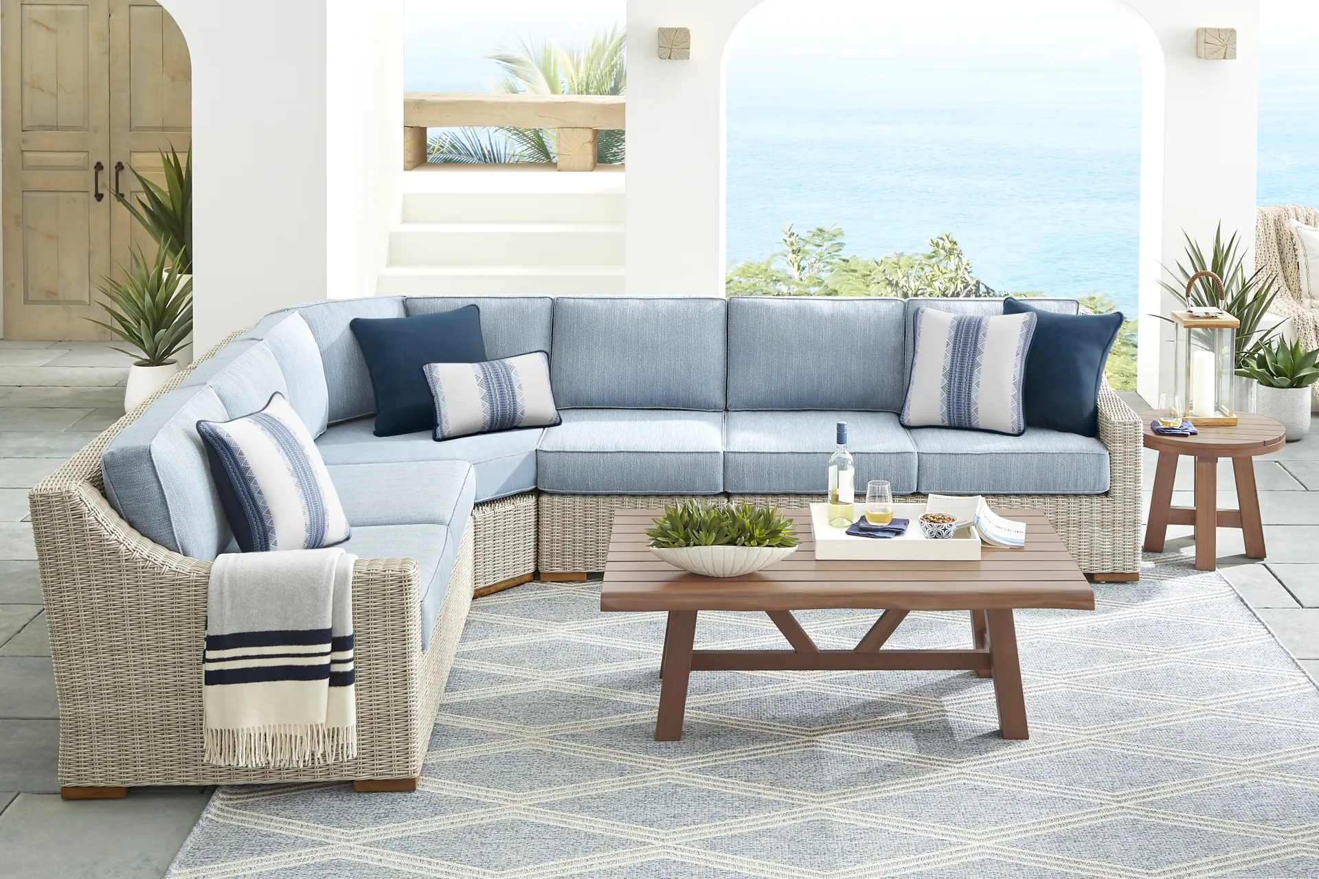 Patmos Gray 4 Pc Outdoor Sectional with Steel Cushions - Image 1