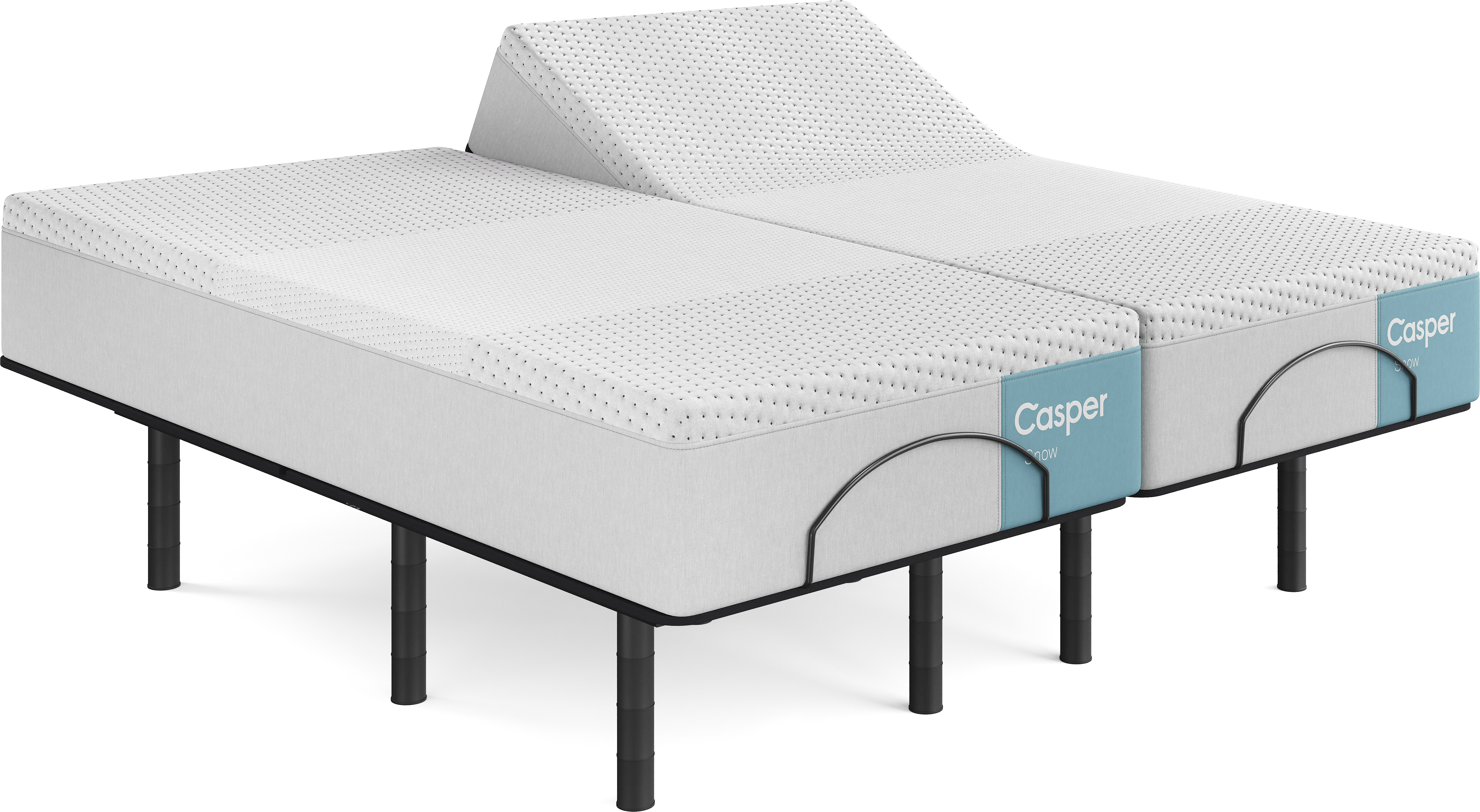Casper Snow 2.0 Split King Mattress with Head Up Only Base - Thumbnail - Image 1
