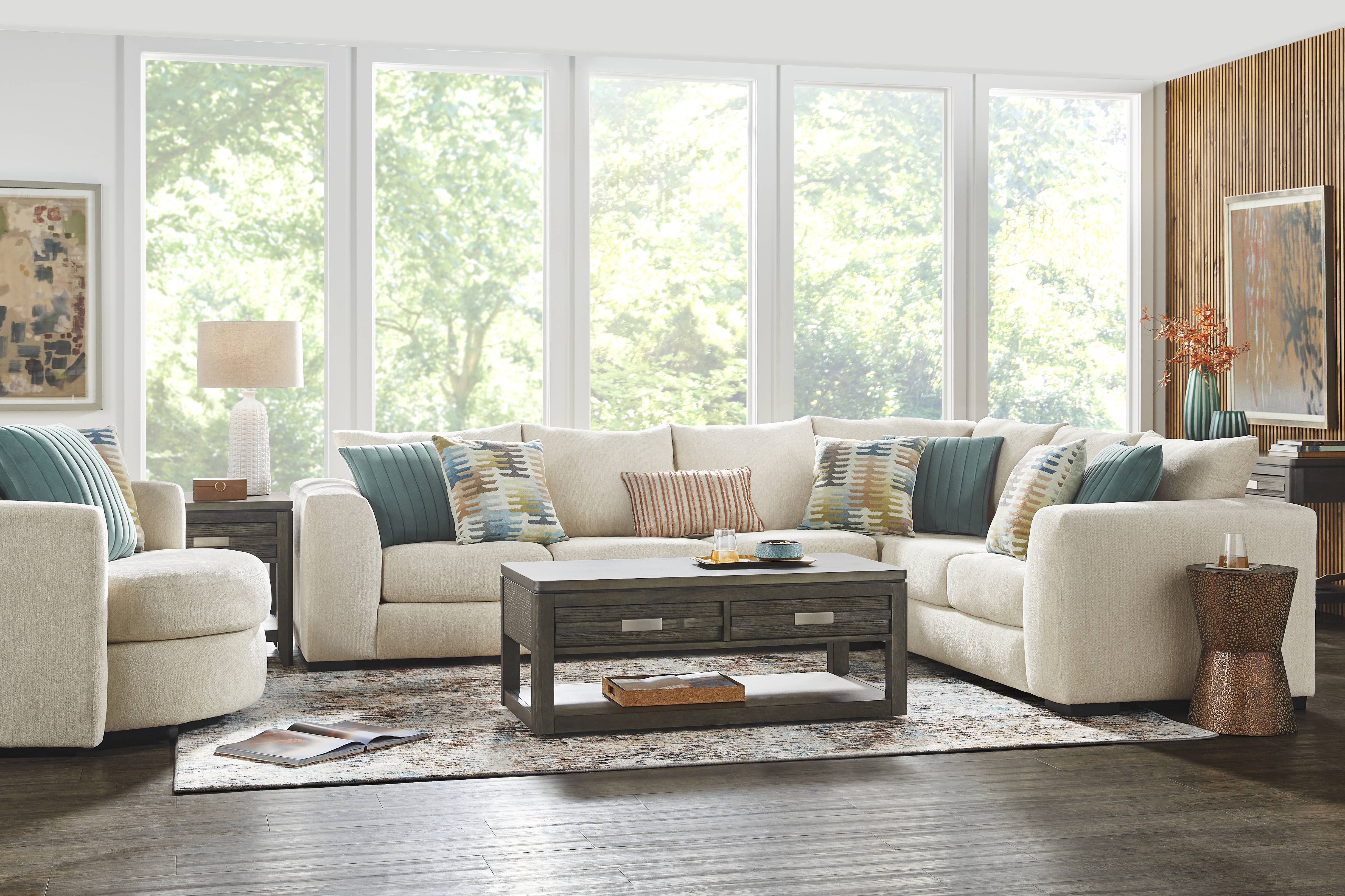 Brookeville White 5 Pc Sectional Living Room - Thumbnail - Image 1