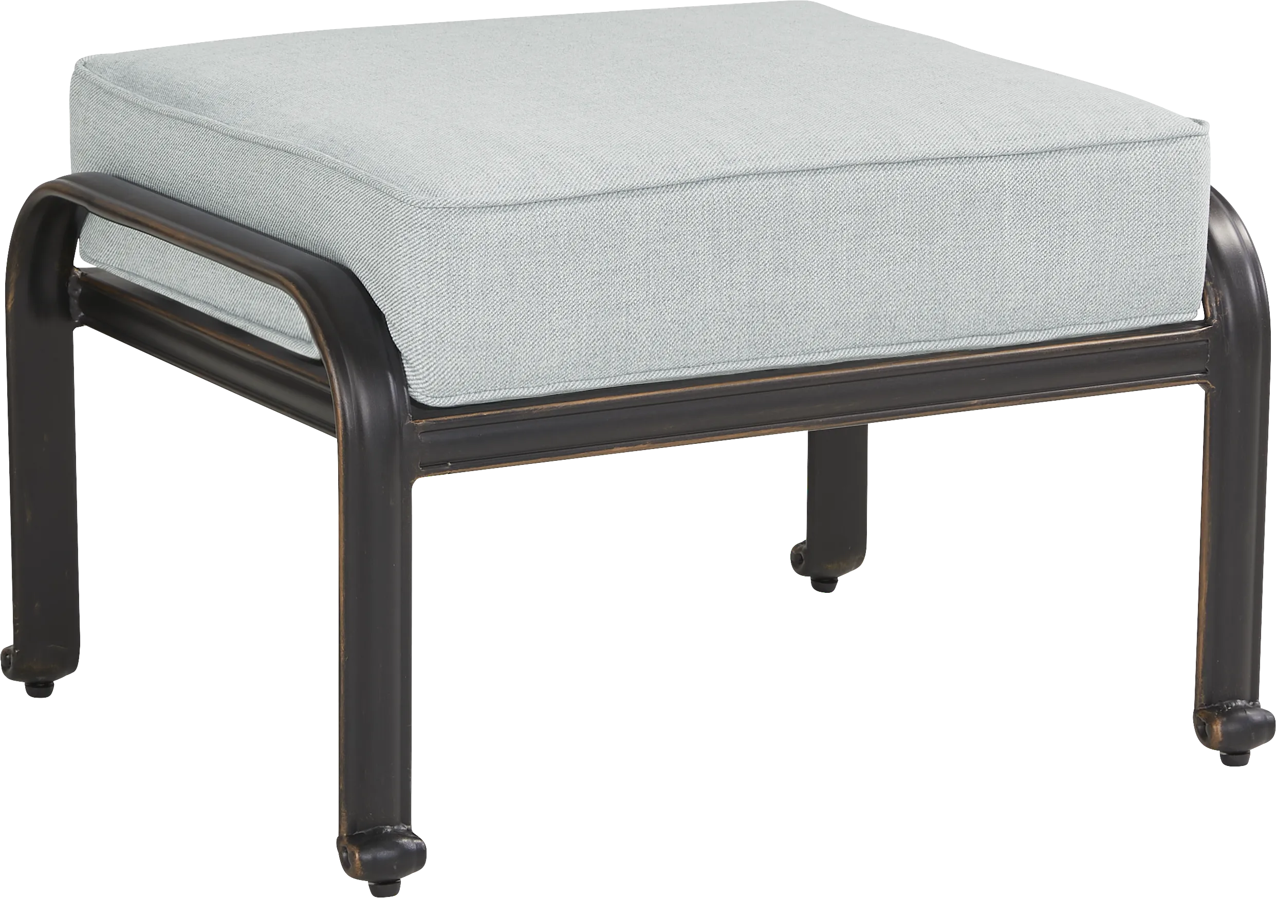 Carina Bronze Outdoor Ottoman with Sky Cushion - Thumbnail - Image 1