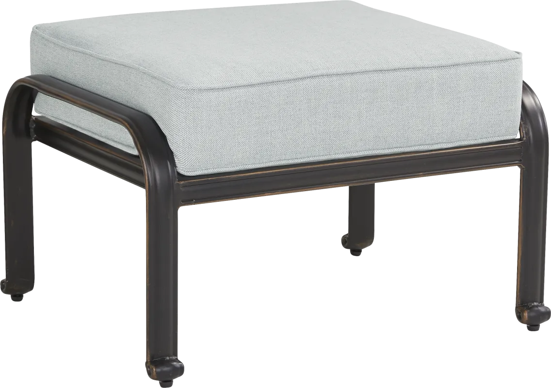 Carina Bronze Outdoor Ottoman with Sky Cushion