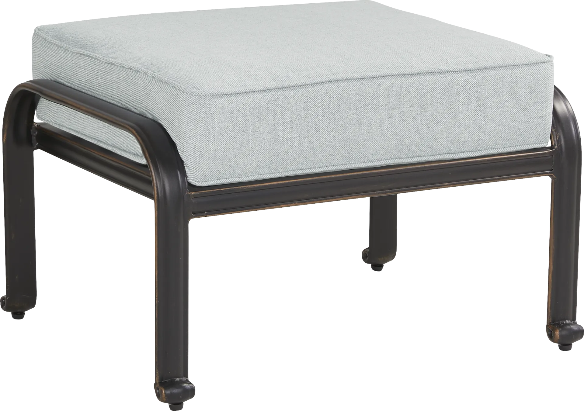 Carina Bronze Outdoor Ottoman with Sky Cushion - Image 1