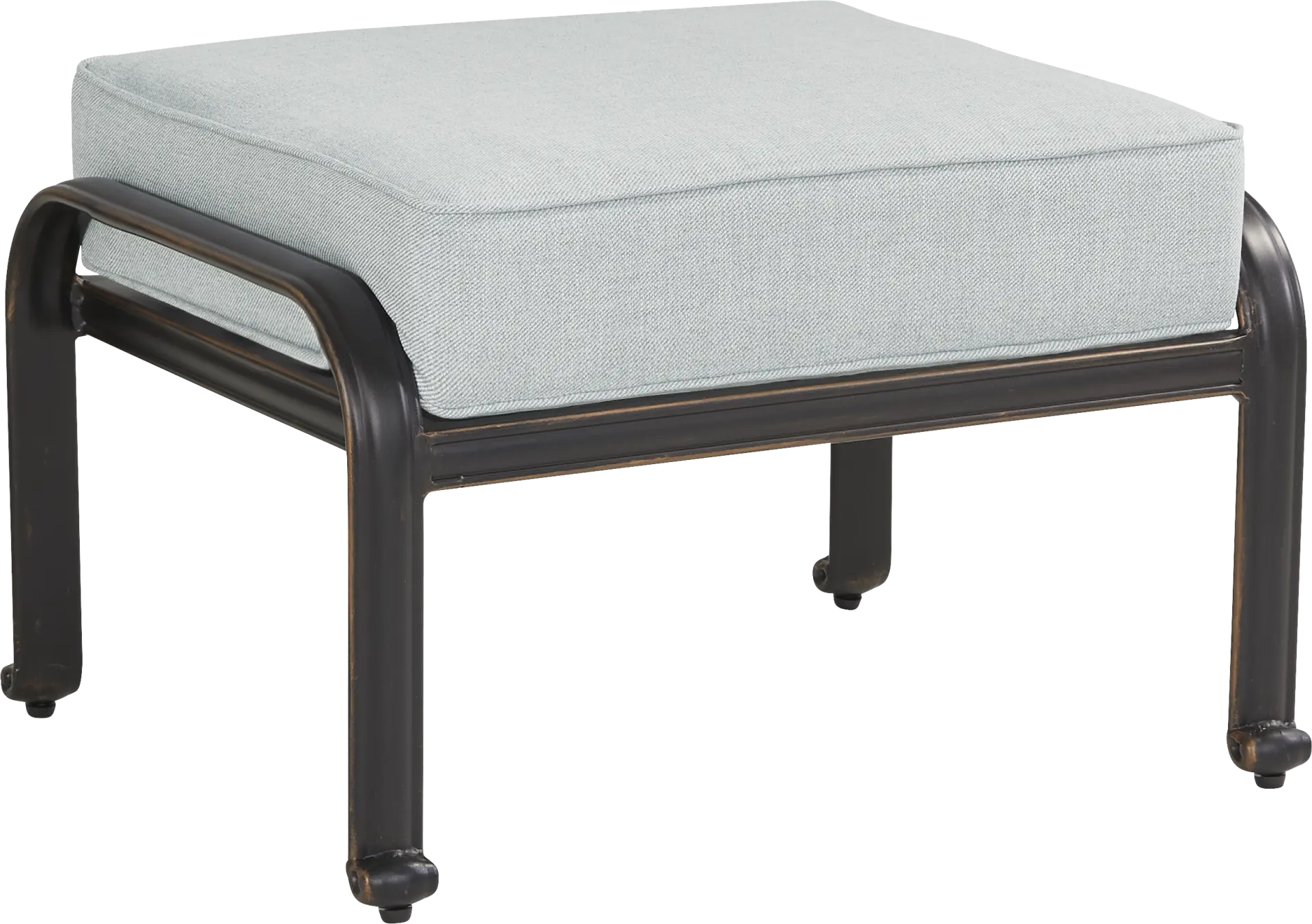 Carina Bronze Outdoor Ottoman with Sky Cushion