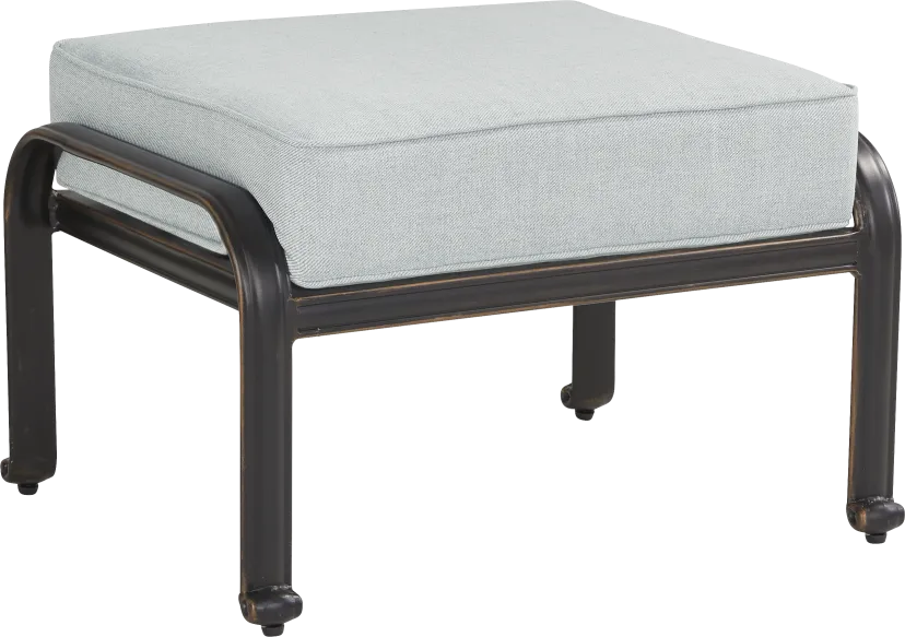 Carina Bronze Outdoor Ottoman with Sky Cushion