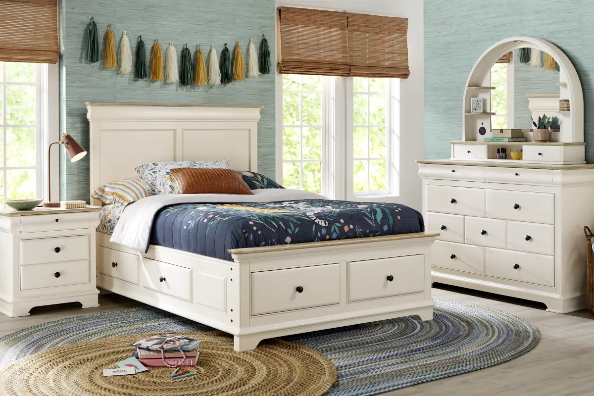 Kids Oberon Cream Full Storage Bedroom